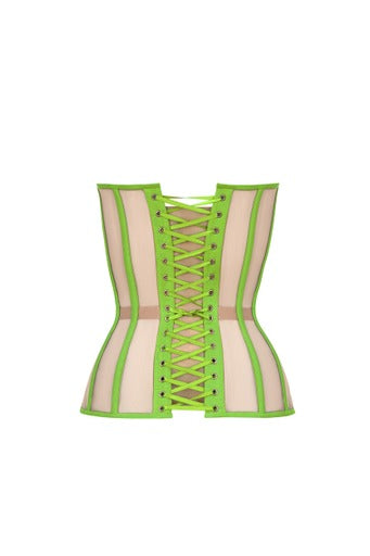 Light green corset with reliefs and satin cups