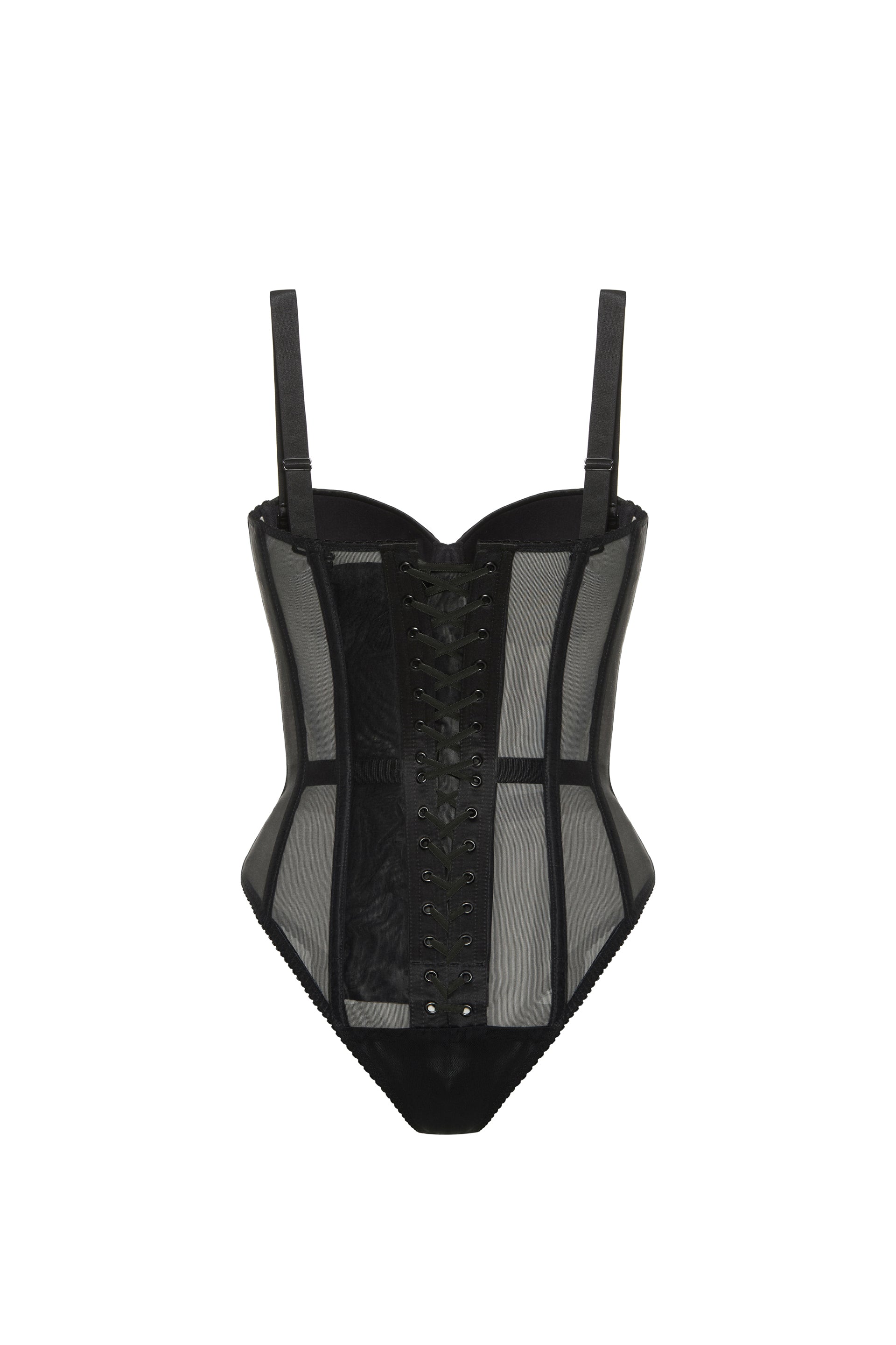Desire drop. Black bodysuit with satin cups