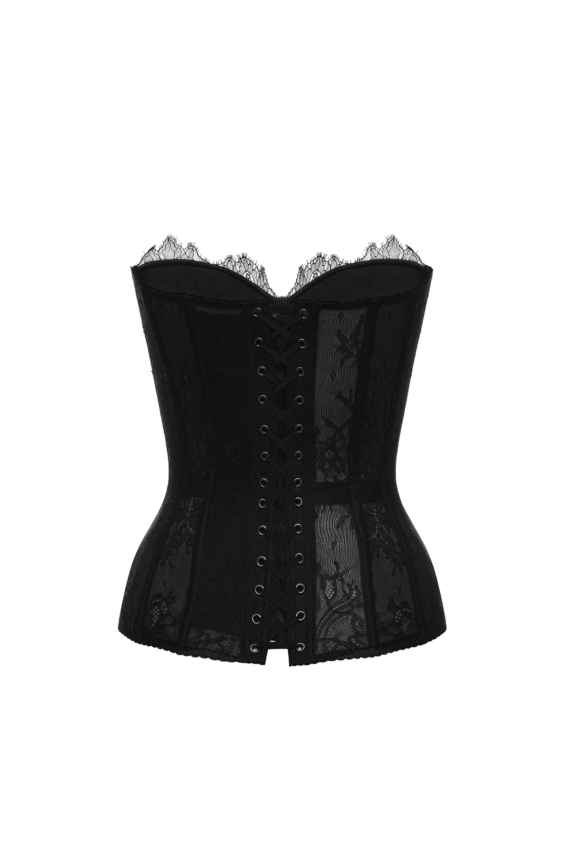 Lace black corset on black base