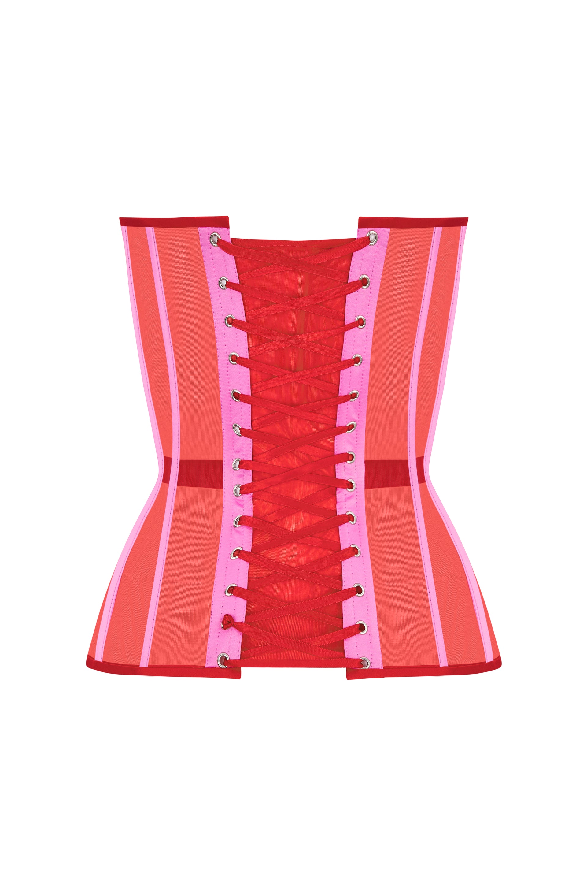 Red corset with pink reliefs