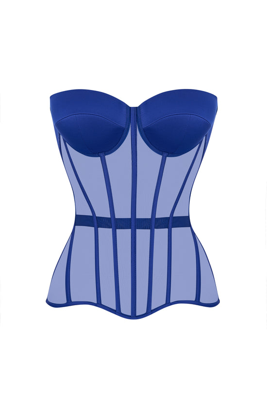 Blue corset with cups