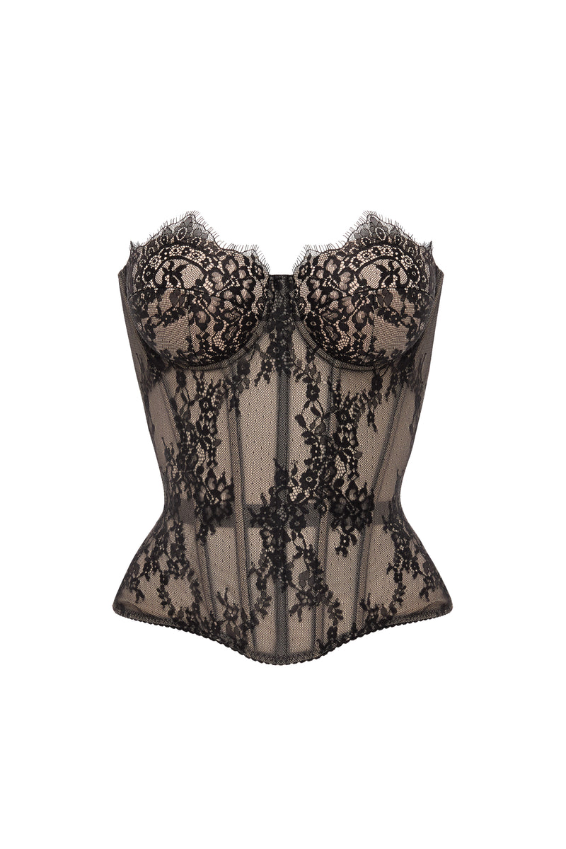 Bittersweet drop. Dotted lace black corset - STATNAIA