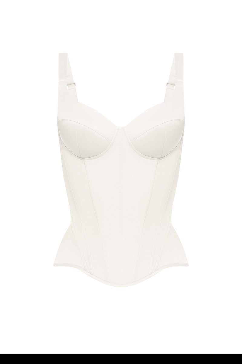 Defiance drop. An off-white corset with fixed straps - STATNAIA