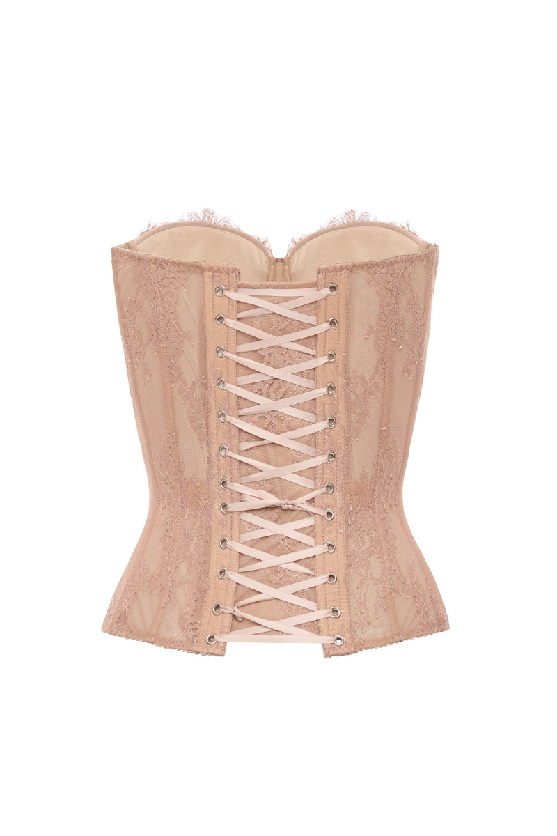 Bittersweet drop. Dotted lace beige corset - STATNAIA