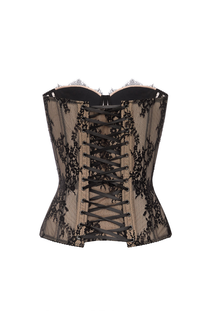 Bittersweet drop. Dotted lace black corset - STATNAIA