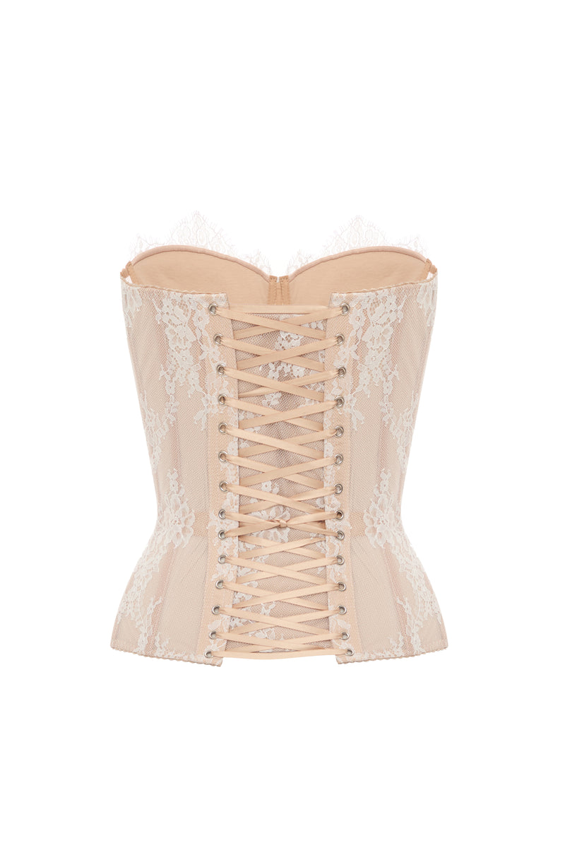 Bittersweet drop. Dotted lace white corset. - STATNAIA