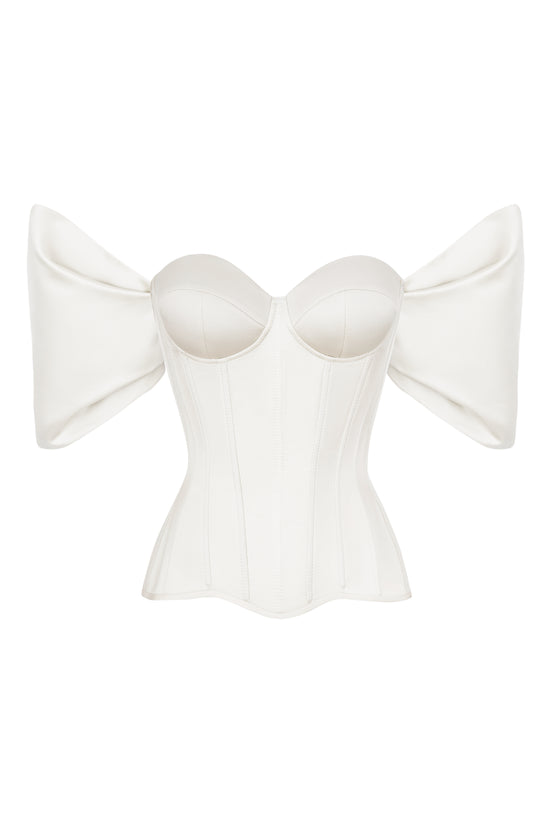 Ivory satin corset with detachable sleeves