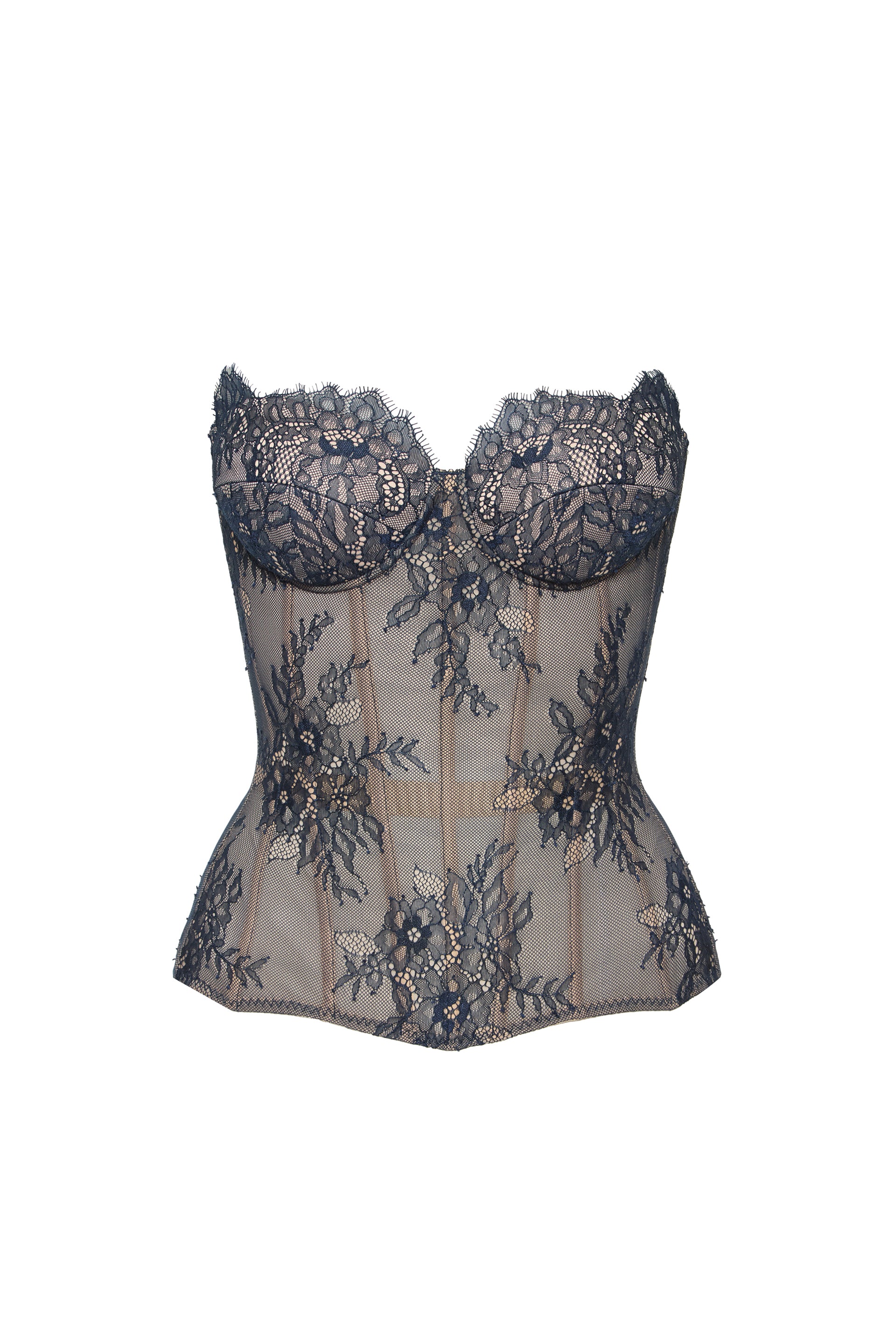 Desire drop. Lace blue corset on beige base