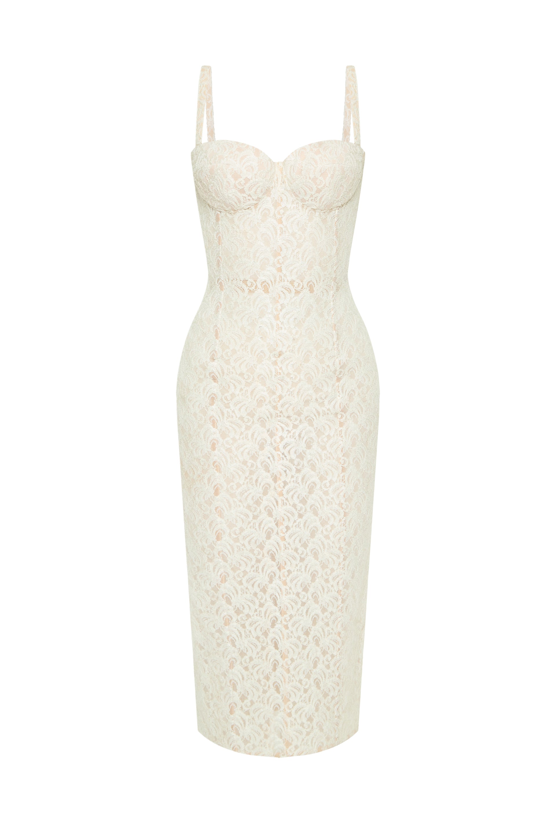 Desire drop. Lace white midi dress.