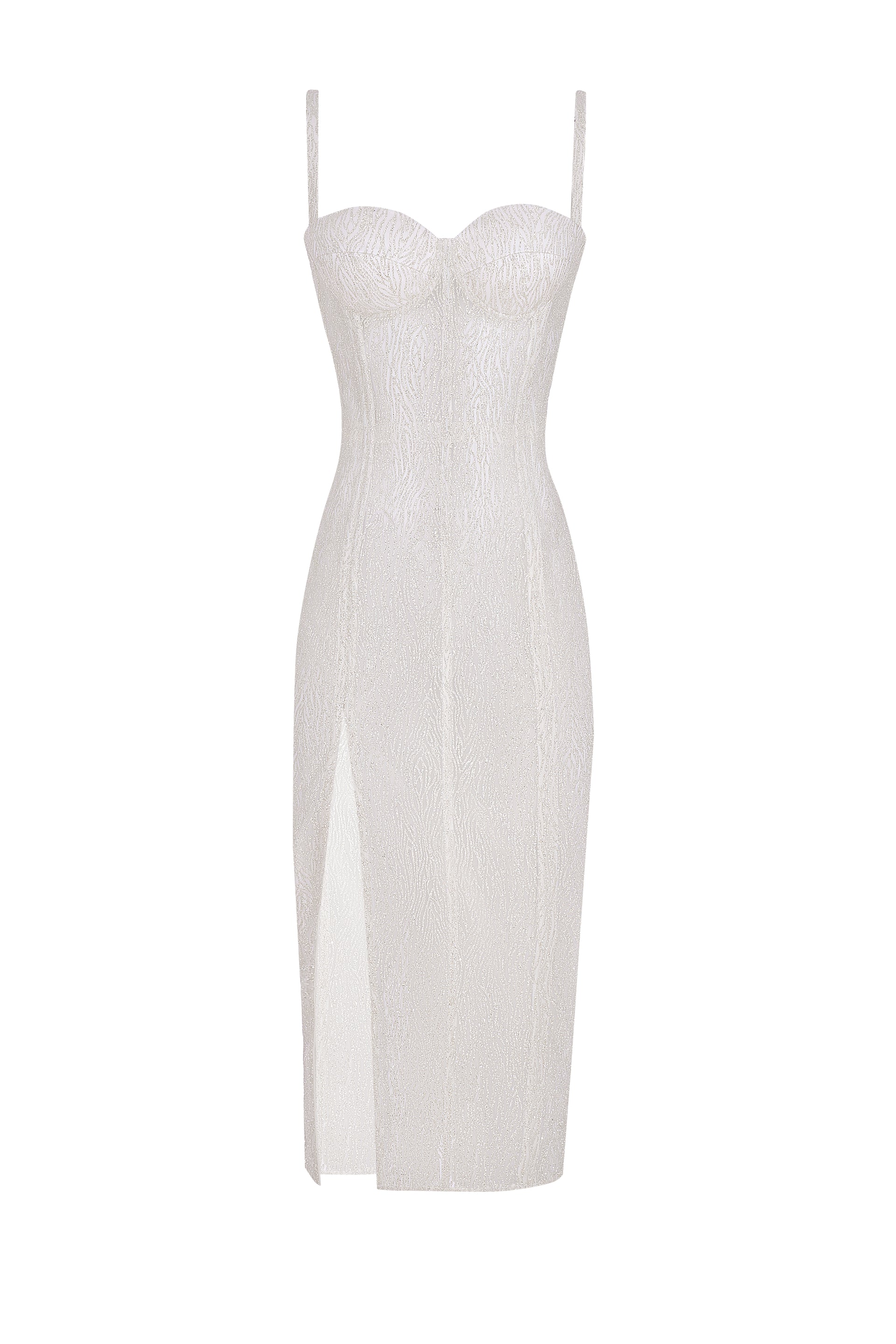 Shiny white midi corset dress