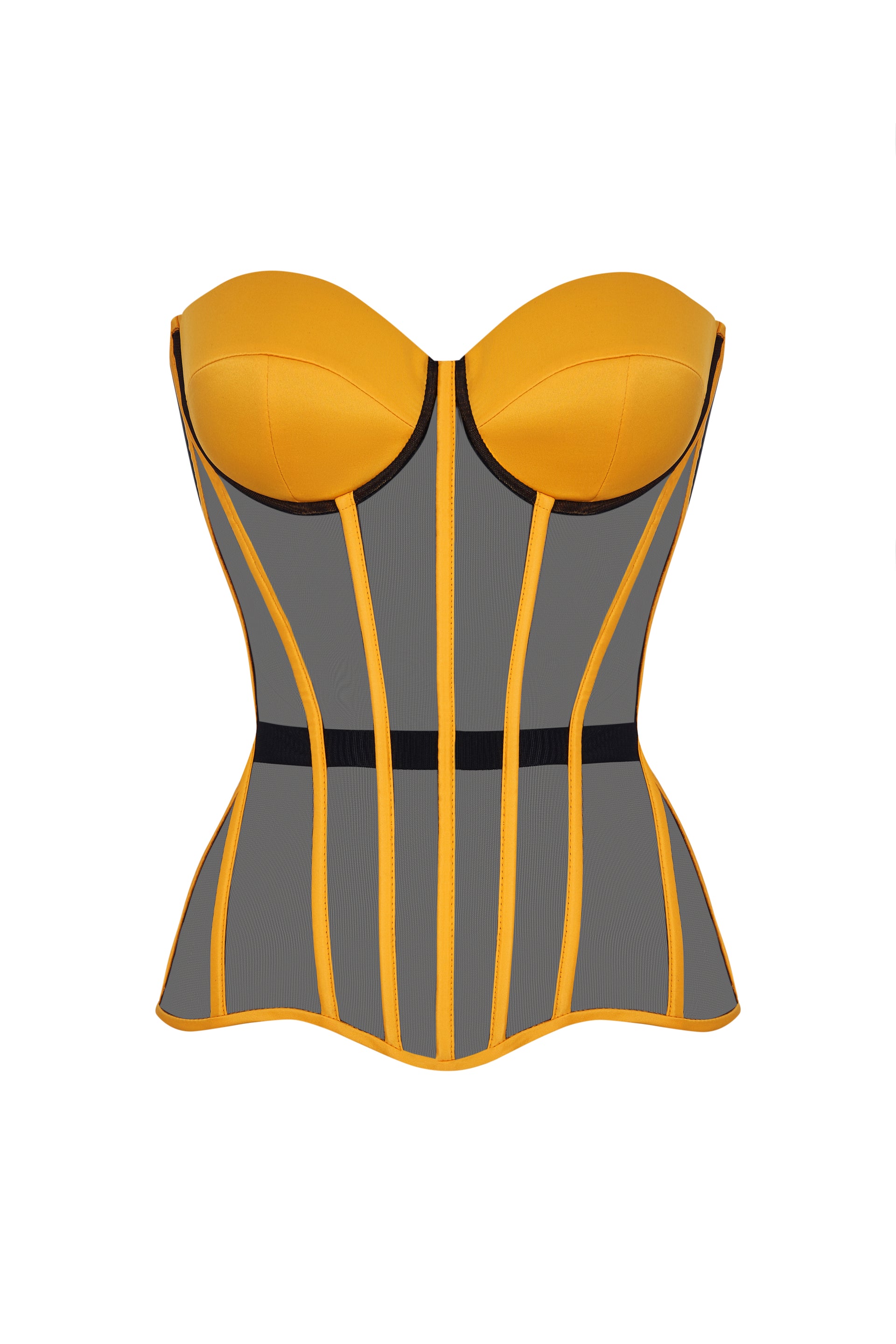 Black corset with yellow reliefs