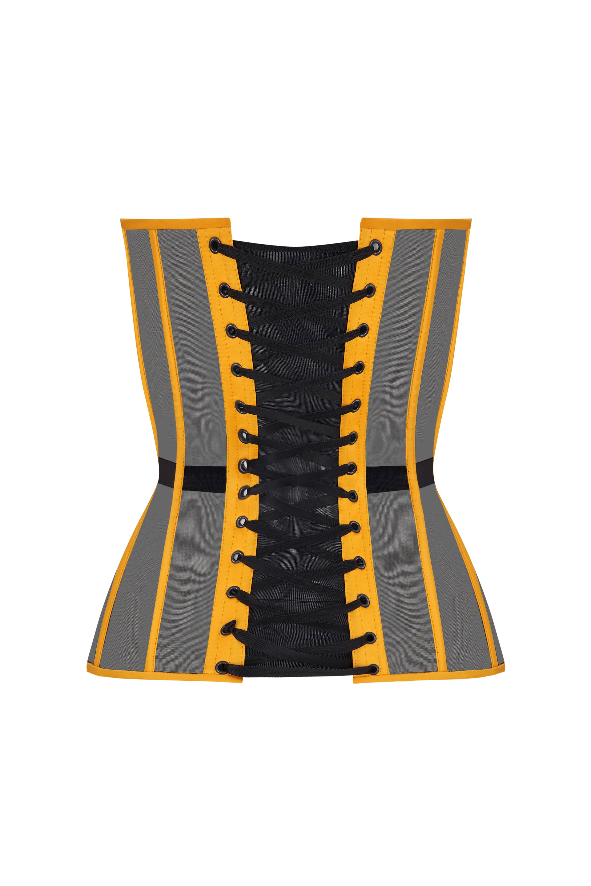 Black corset with yellow reliefs