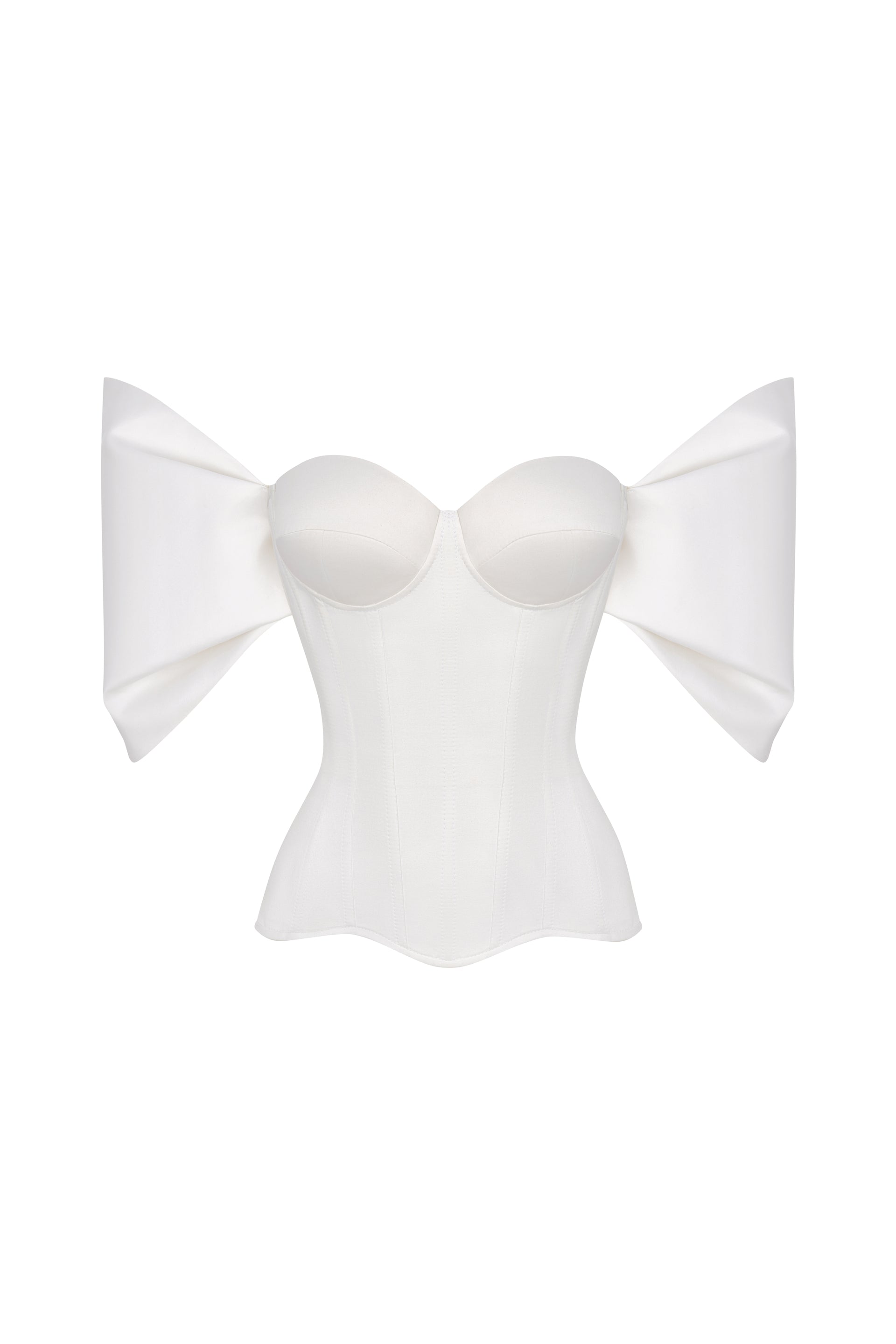 Off white satin corset with detachable sleeves