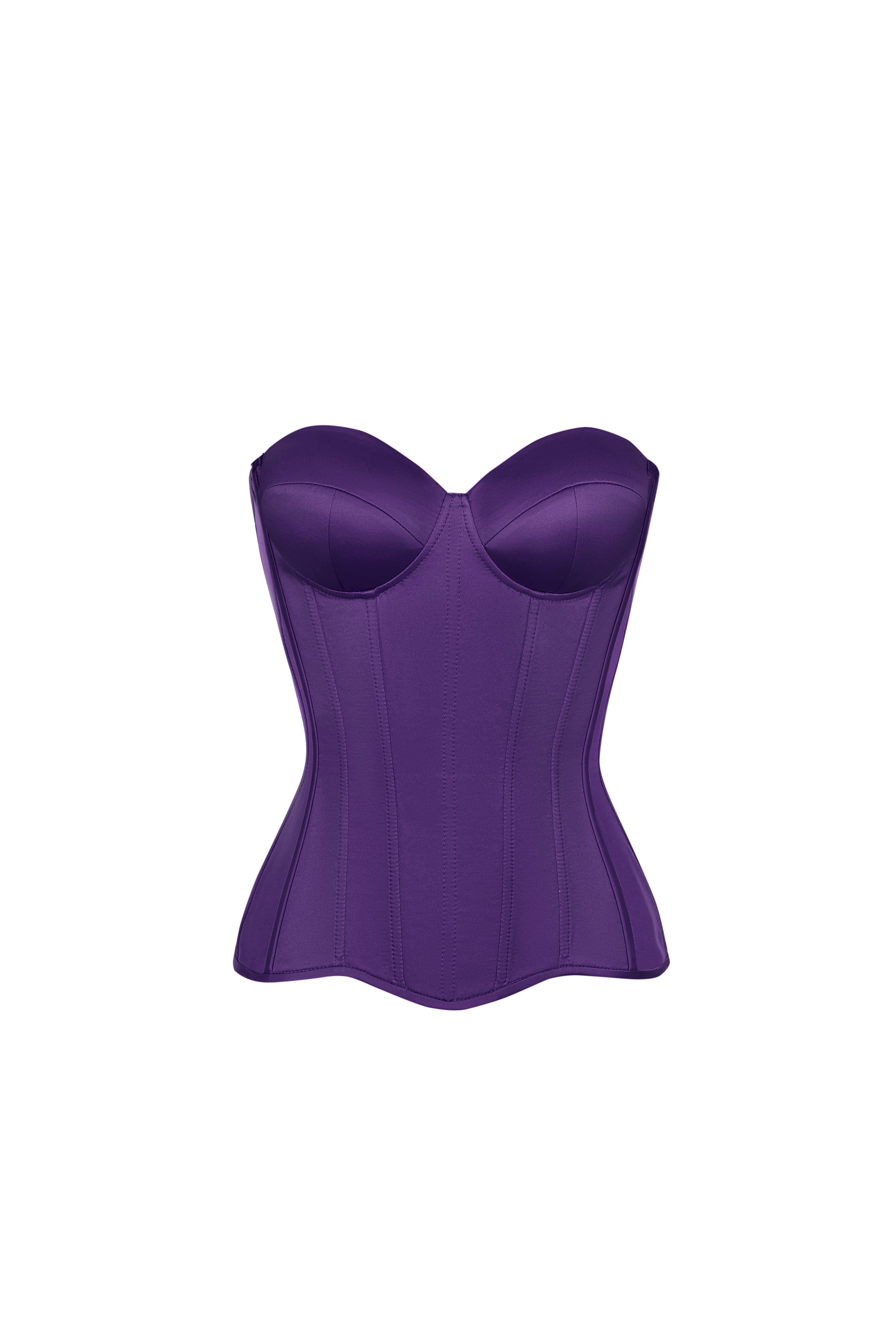 Purple satin corset with cups