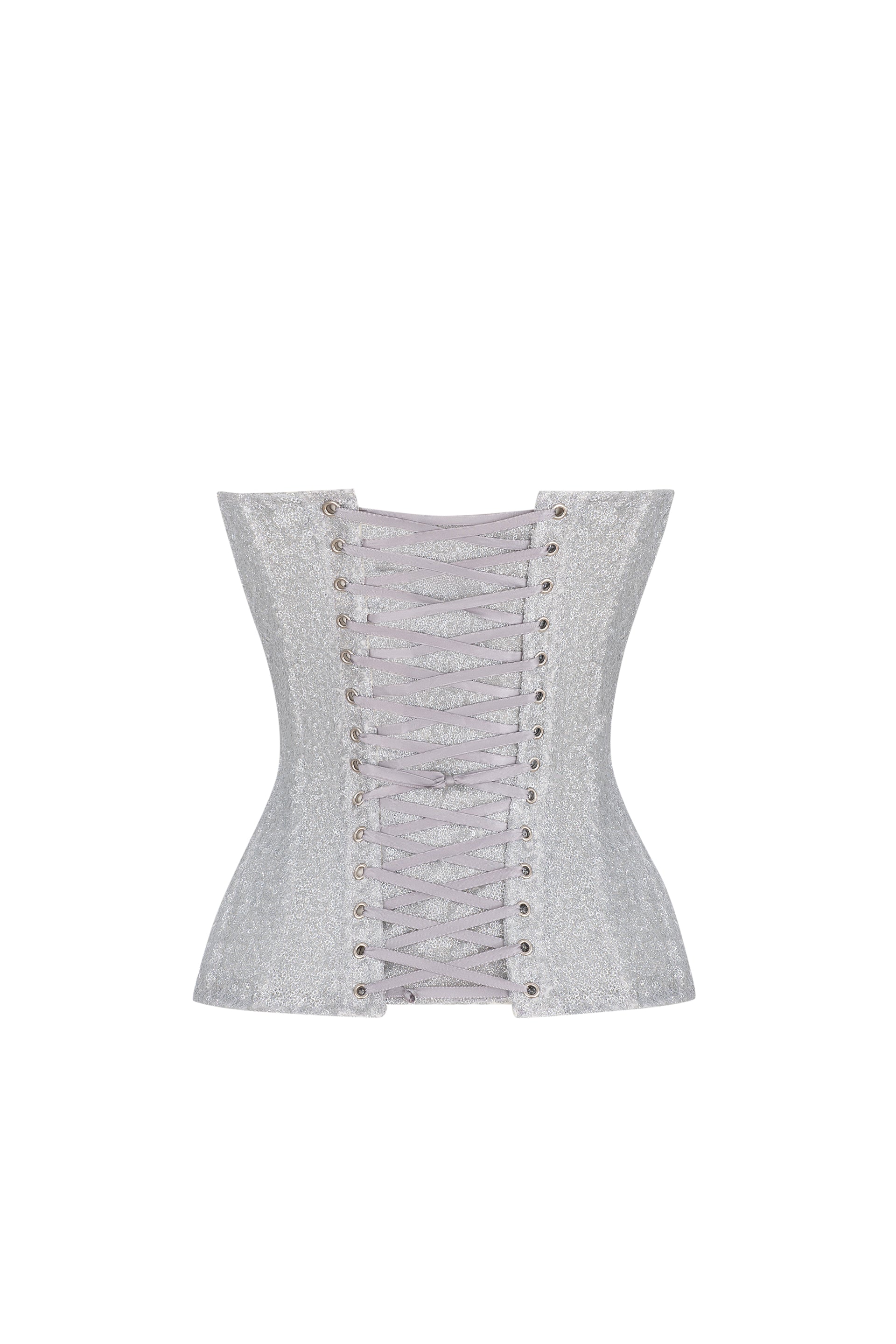 Silver sequined corset with cups