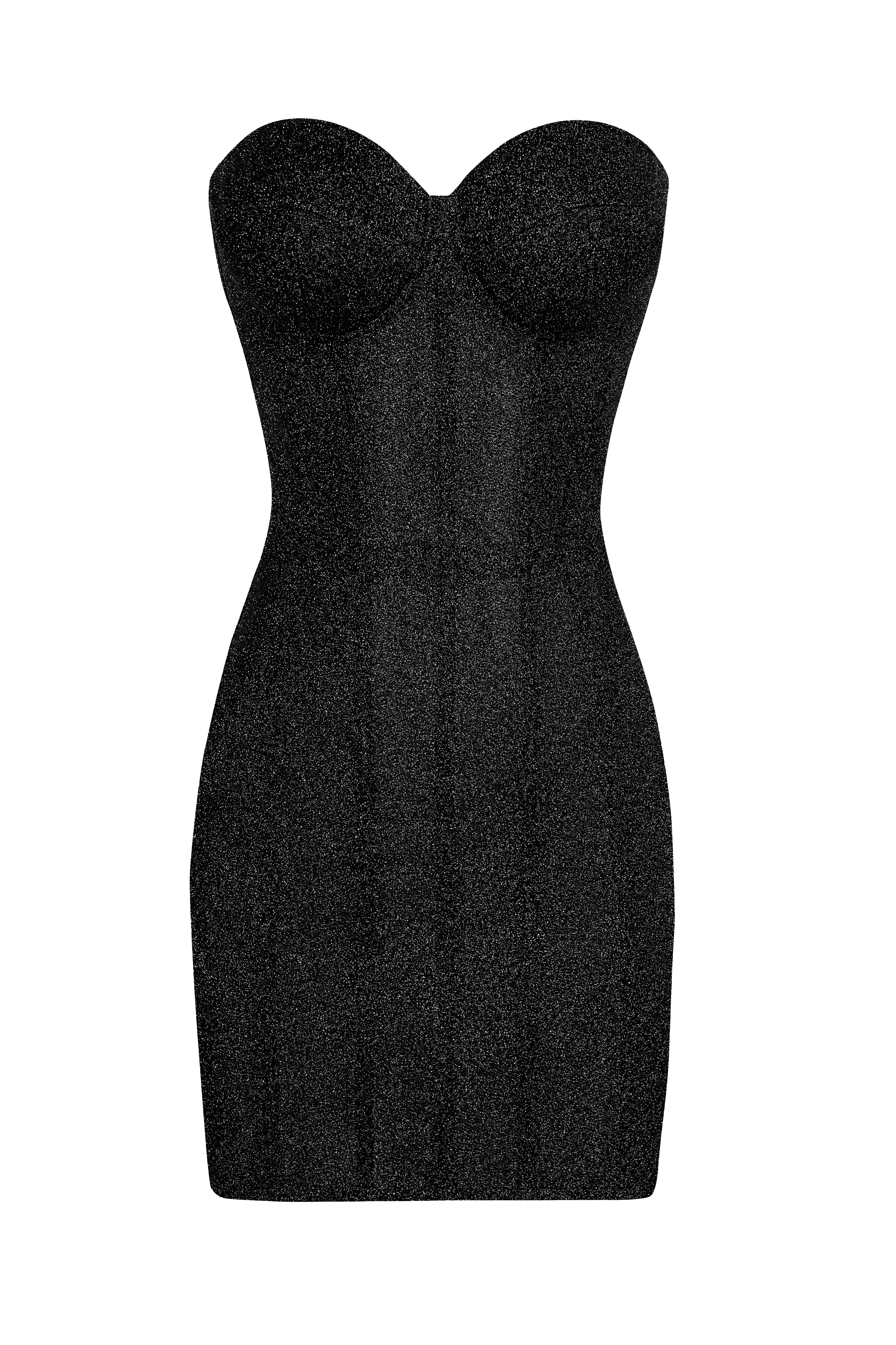 Brilliance drop Shiny black dress
