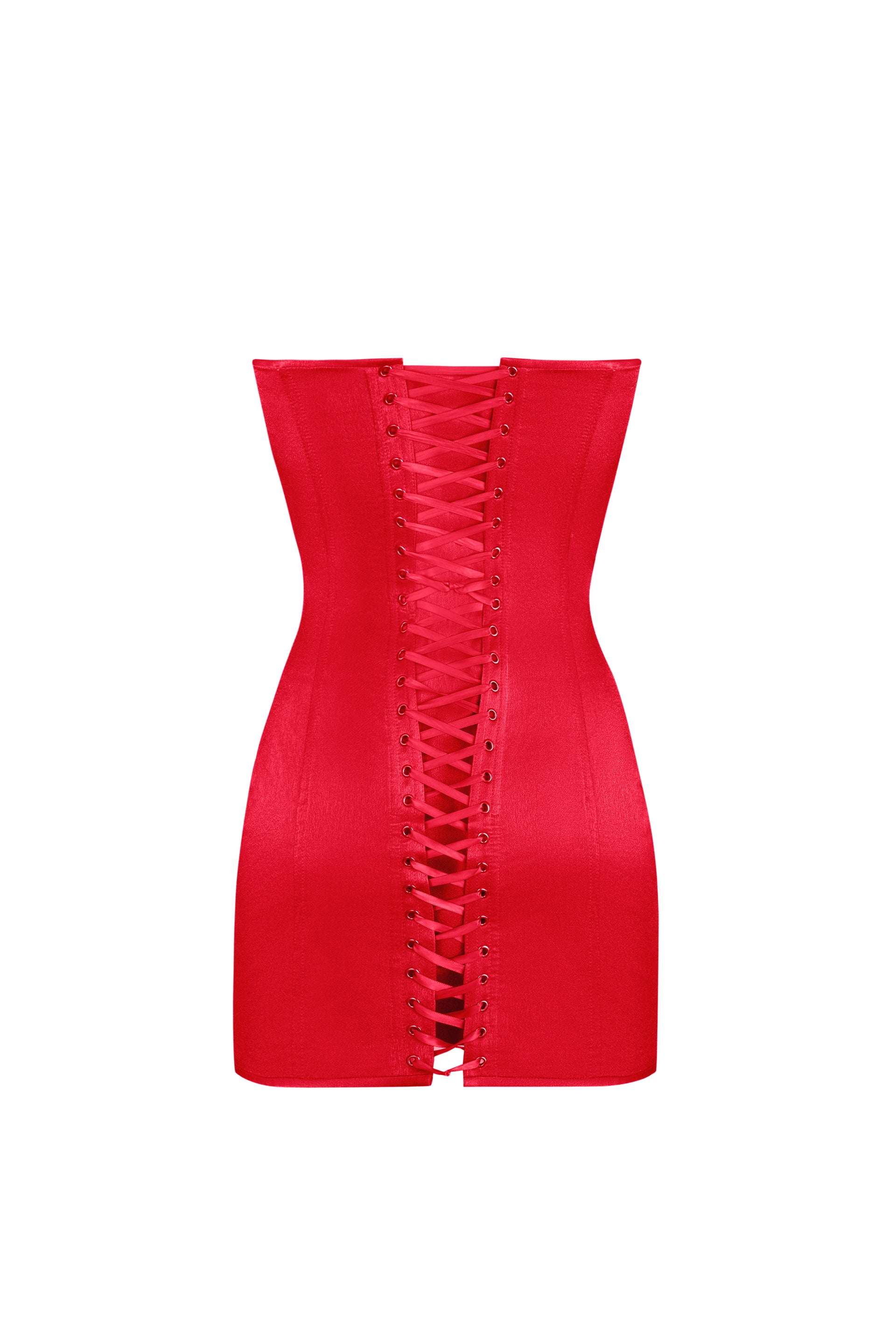 red leather corset dress Women's Red Faux Leather Bandeau Corset Shift Dress