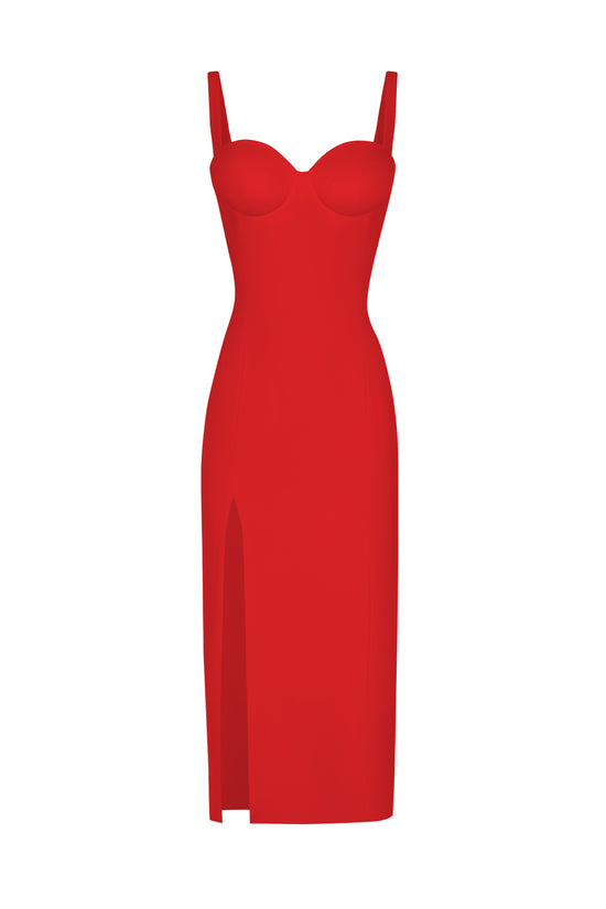 Класична червона сукня з корсетом всередині