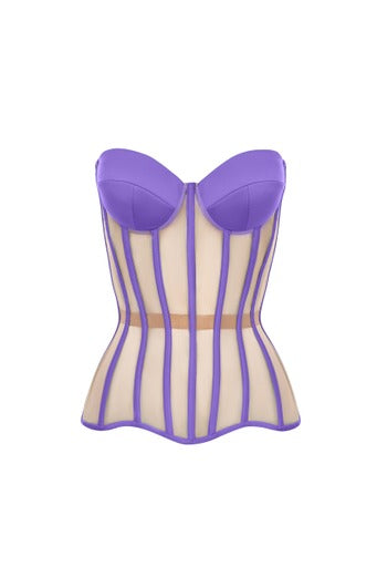 Lilac corset with reliefs and satin cups