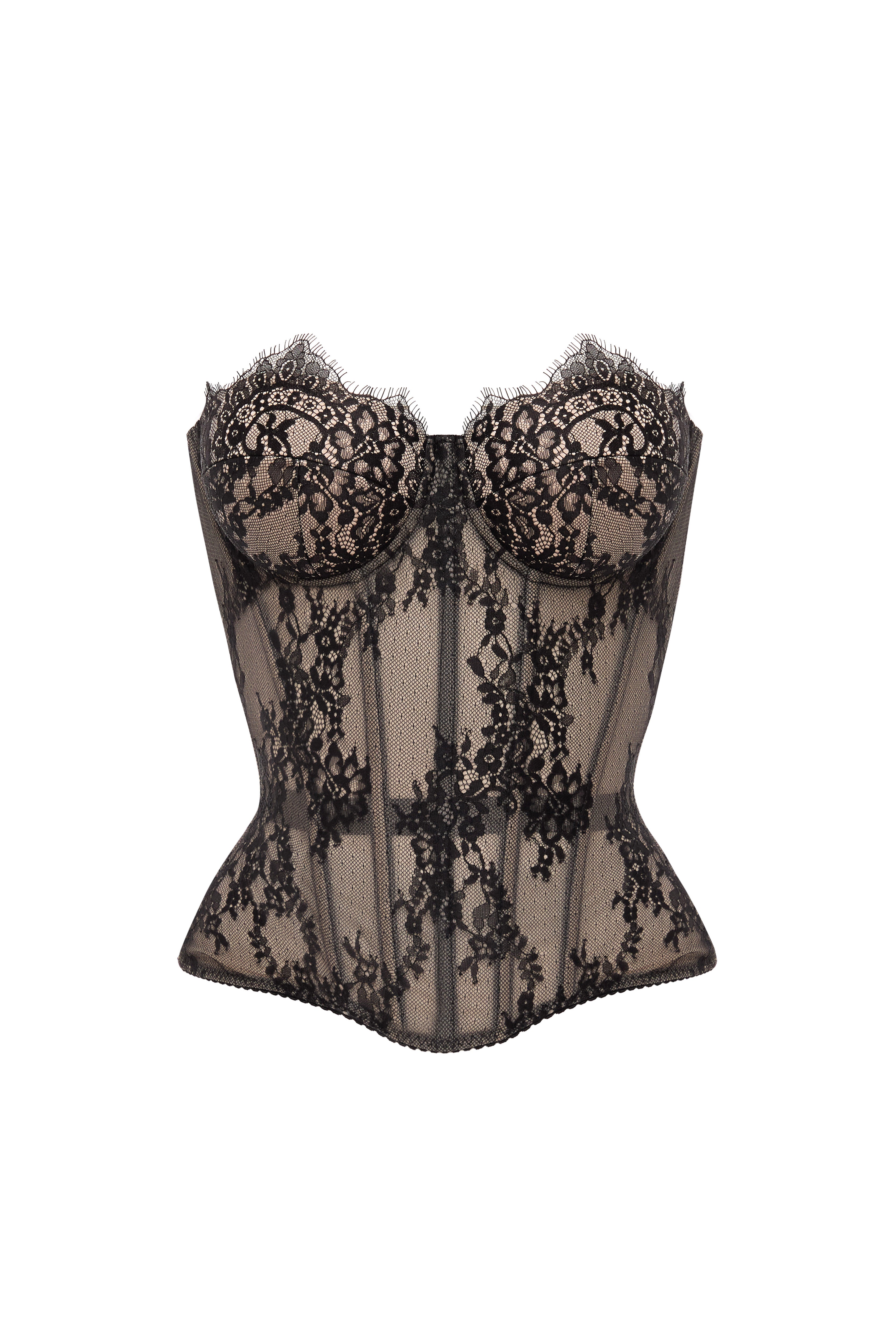 Bittersweet drop. Dotted lace black corset - STATNAIA