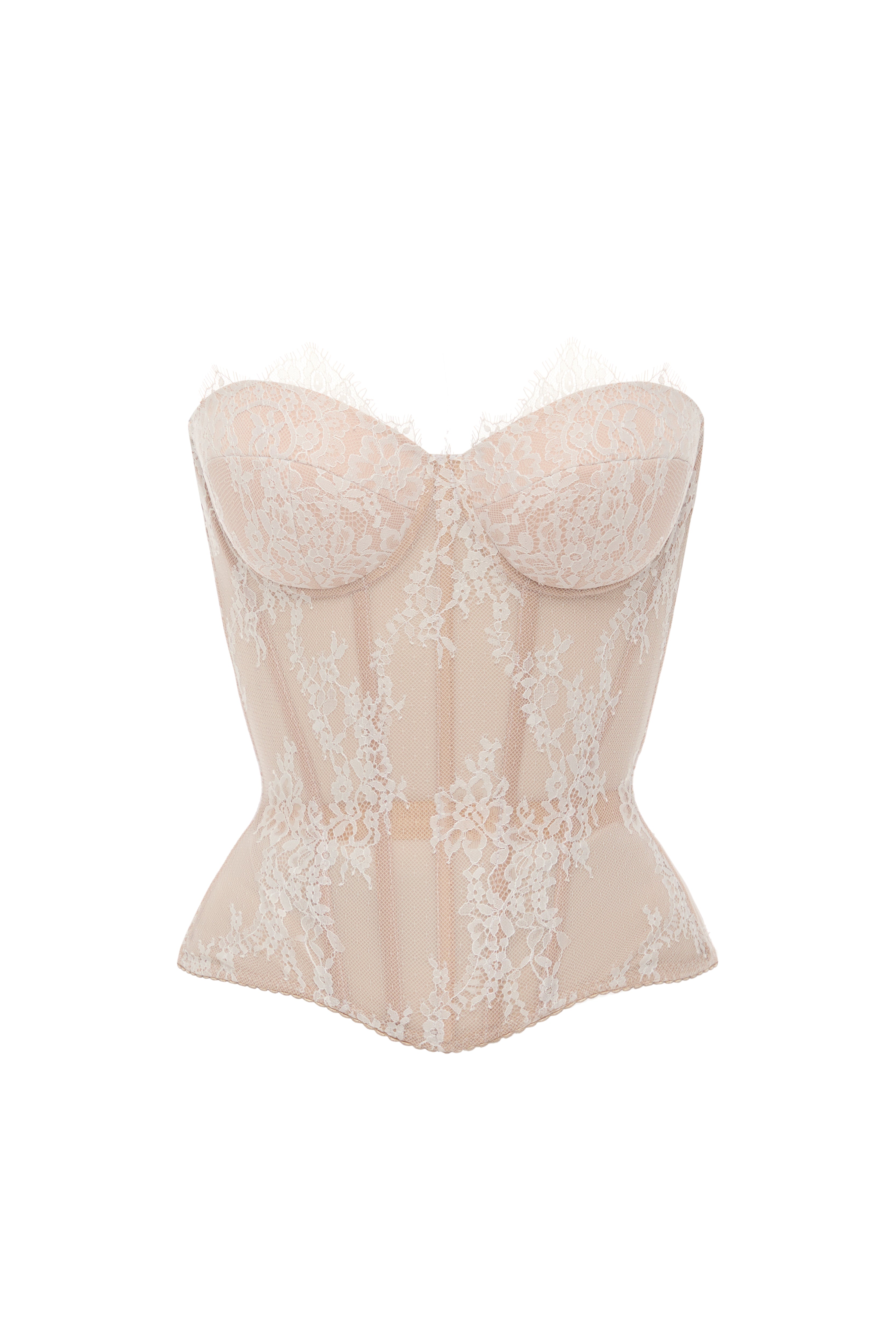Bittersweet drop. Dotted lace white corset. - STATNAIA