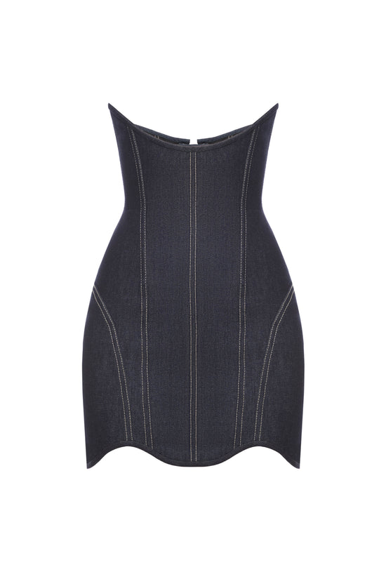 Bittersweet drop. Corset-waist denim skirt