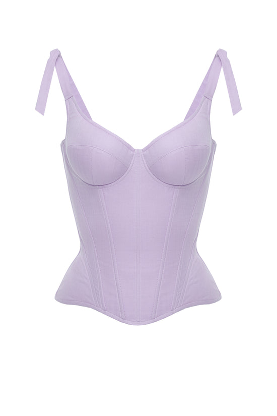 Bittersweet drop. Lilac cotton corset with fixed straps