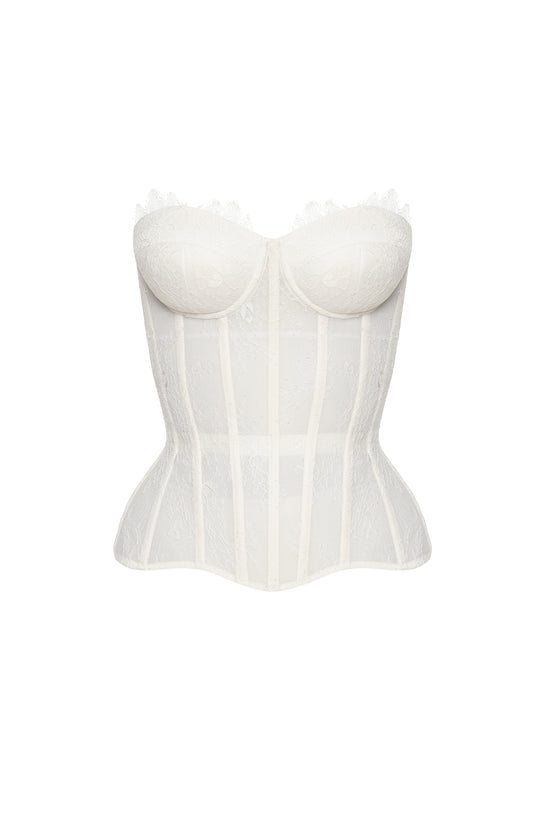 Lace white corset with cups