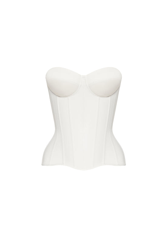 Off white satin corset with cups