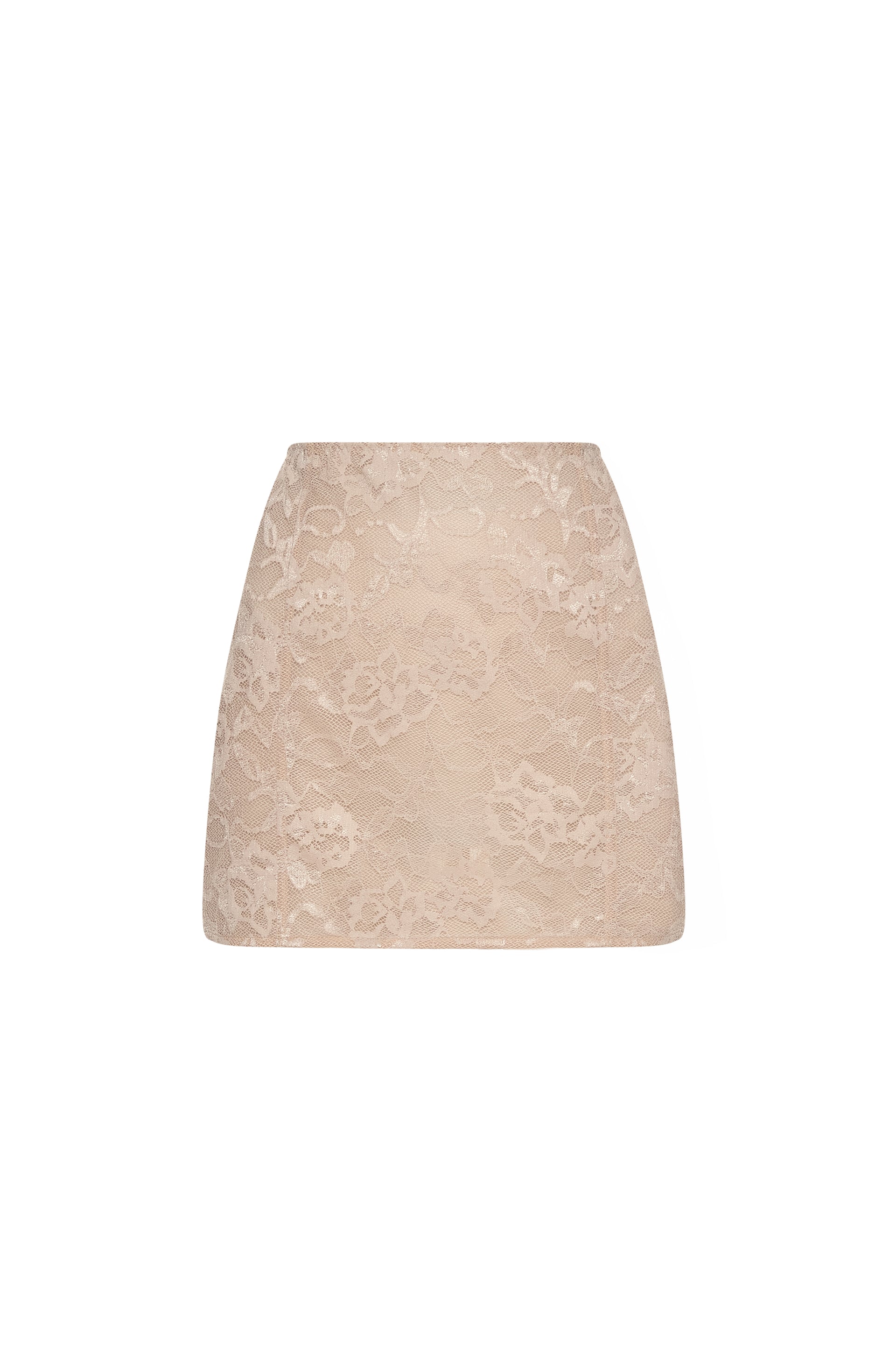Defiance drop. A beige lace skirt