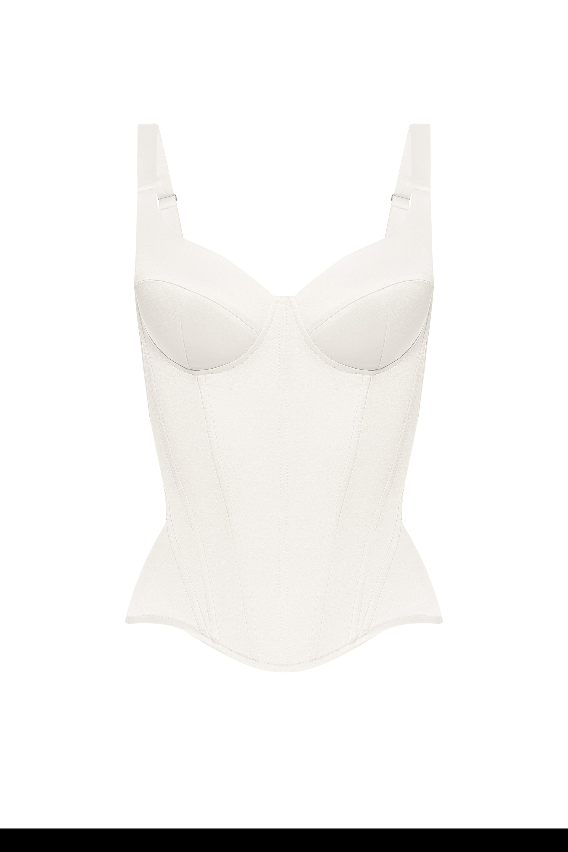 Defiance drop. An off-white corset with fixed straps