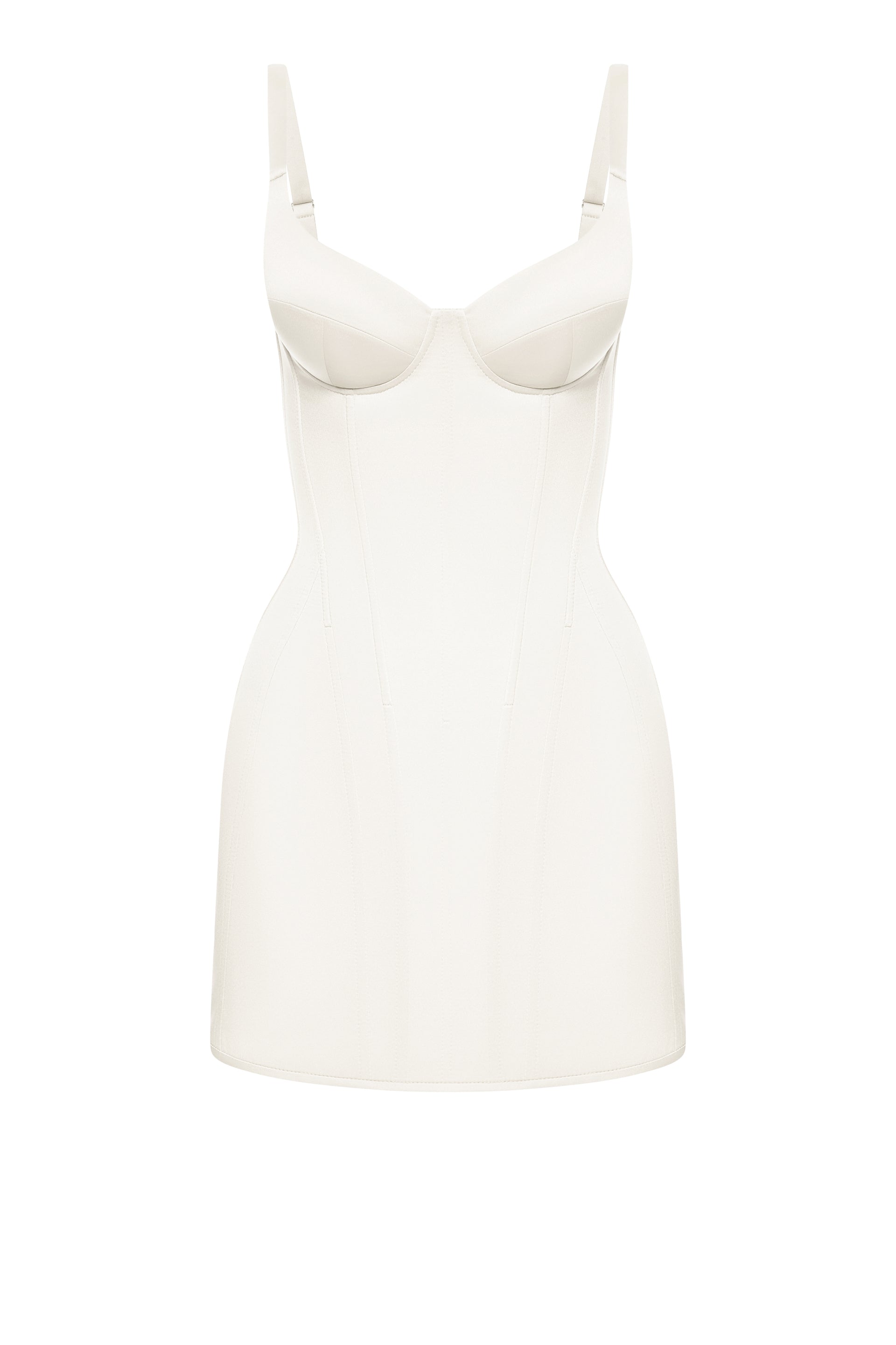 Defiance drop. An off-white dress with fixed straps