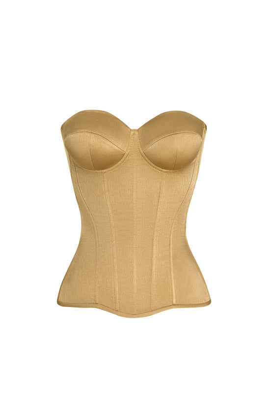 Gold satin corset with cups