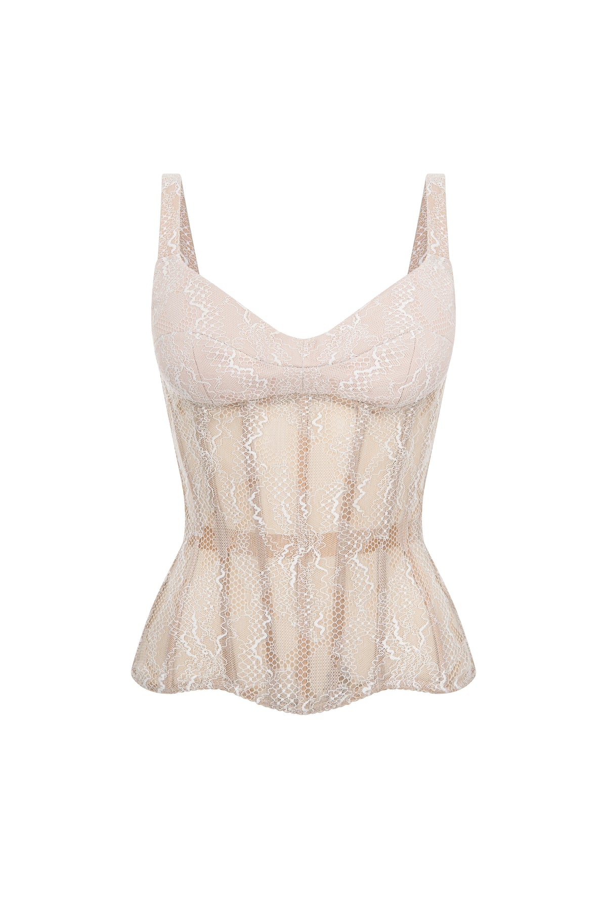 Reverie drop. Siren beige lace corset