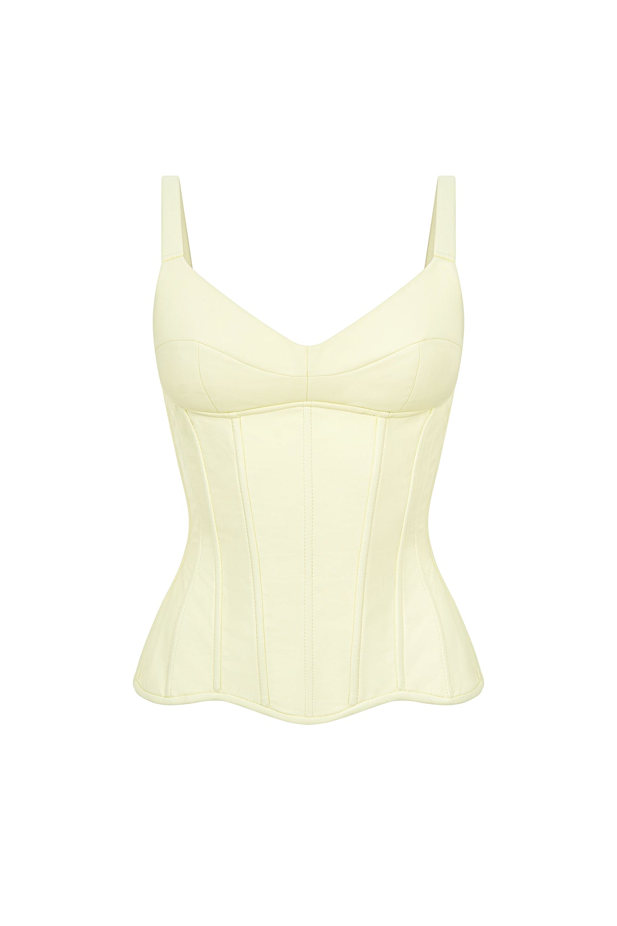Reverie drop. Siren lemon yellow vegan leather corset