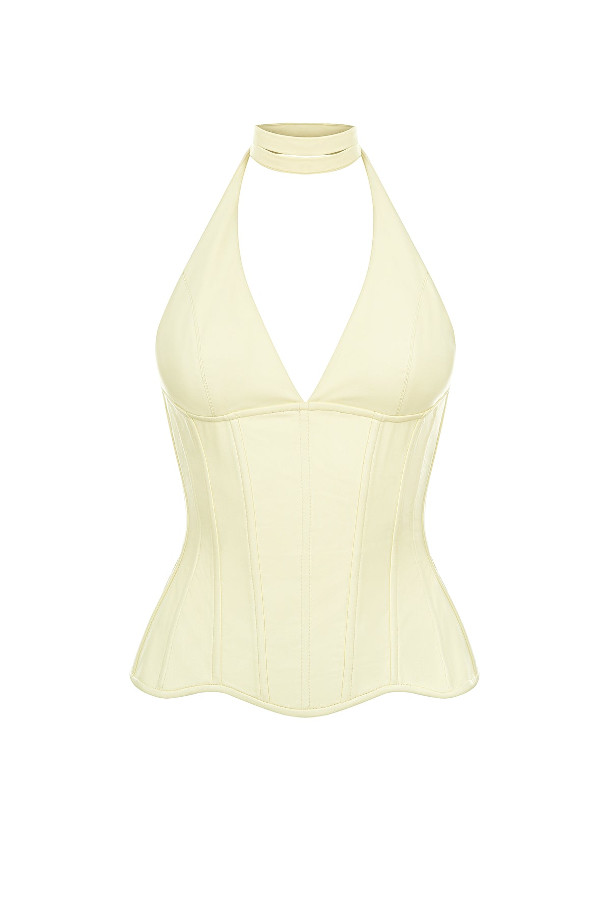 Reverie drop. Cadence lemon yellow vegan leather corset