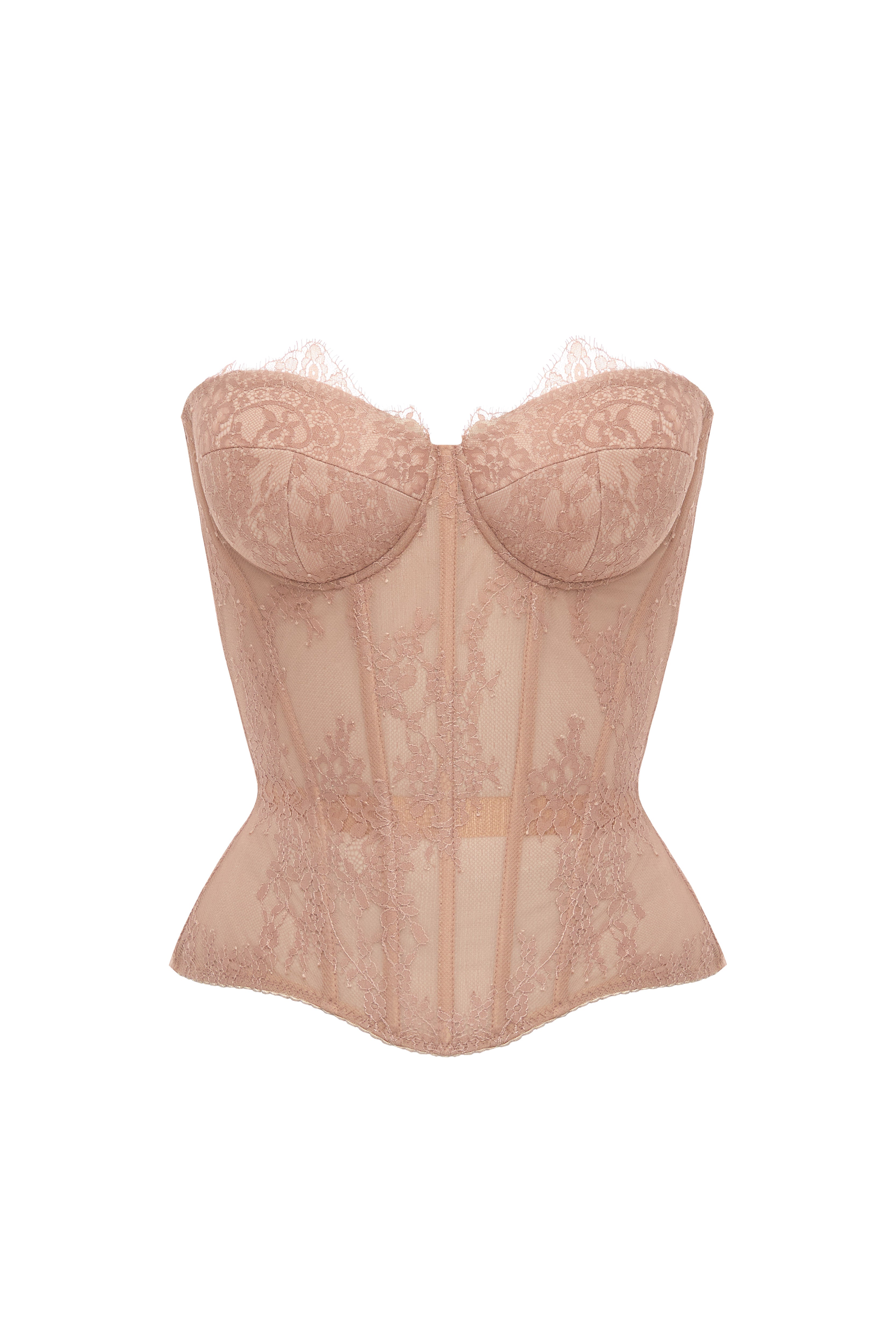 Bittersweet drop. Dotted lace beige corset - STATNAIA