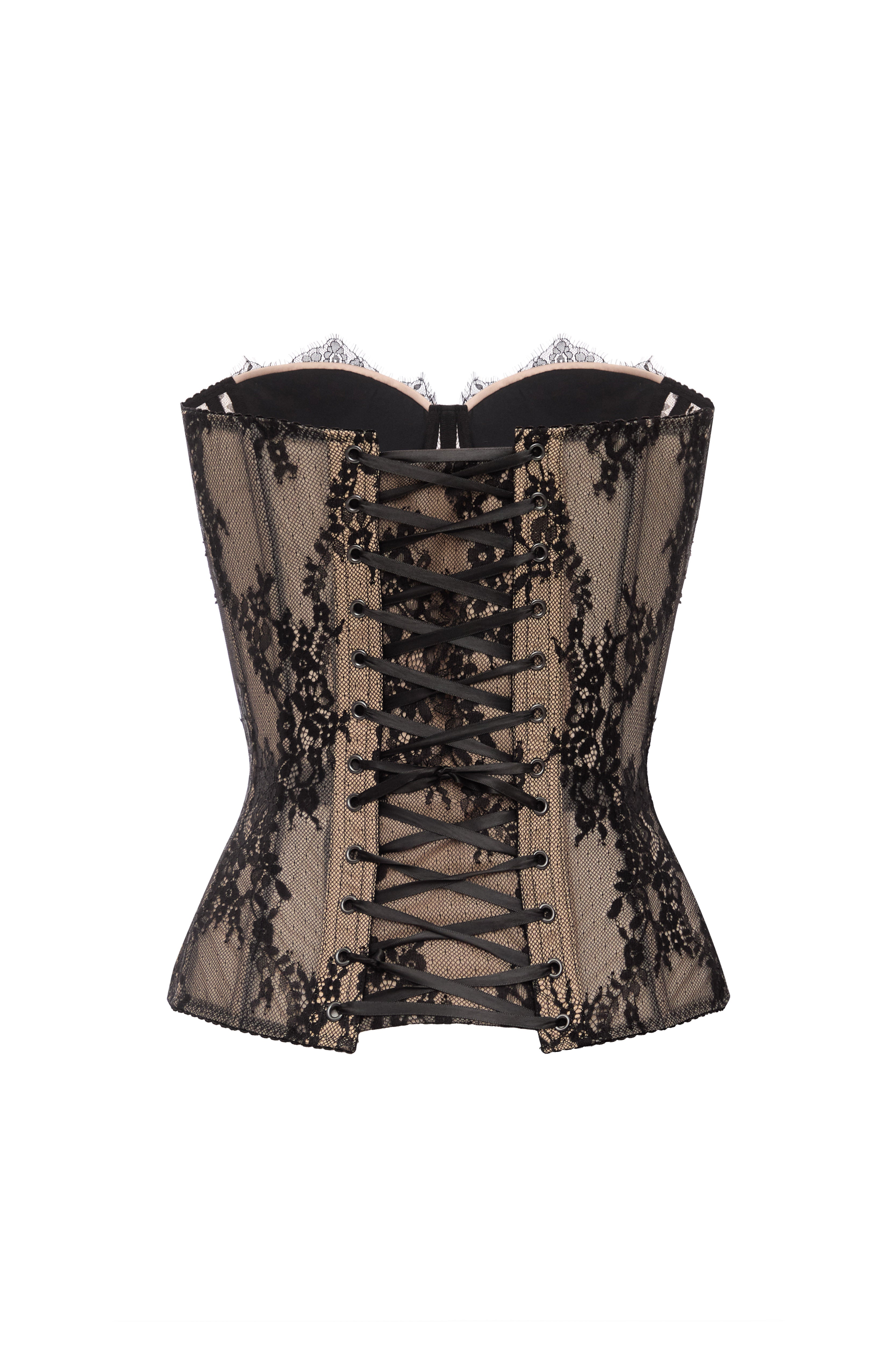 Bittersweet drop. Dotted lace black corset - STATNAIA