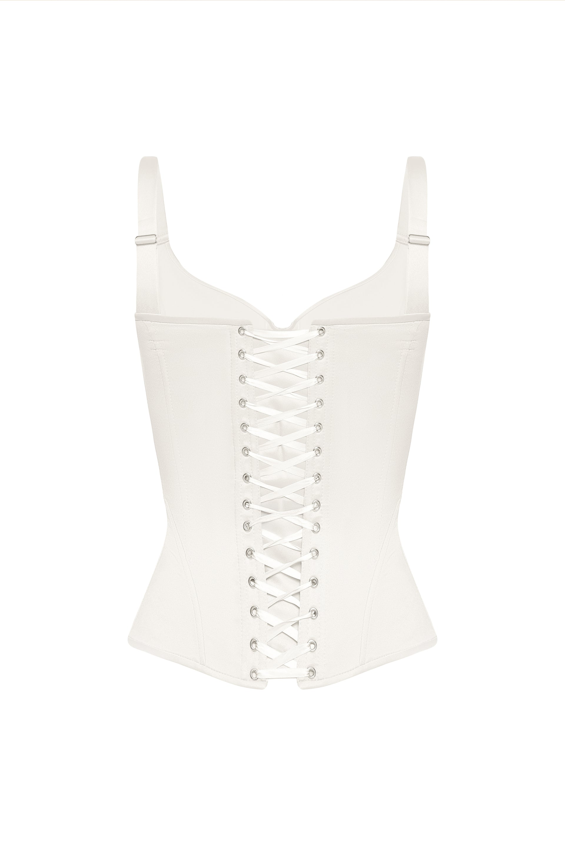 Defiance drop. An off-white corset with fixed straps