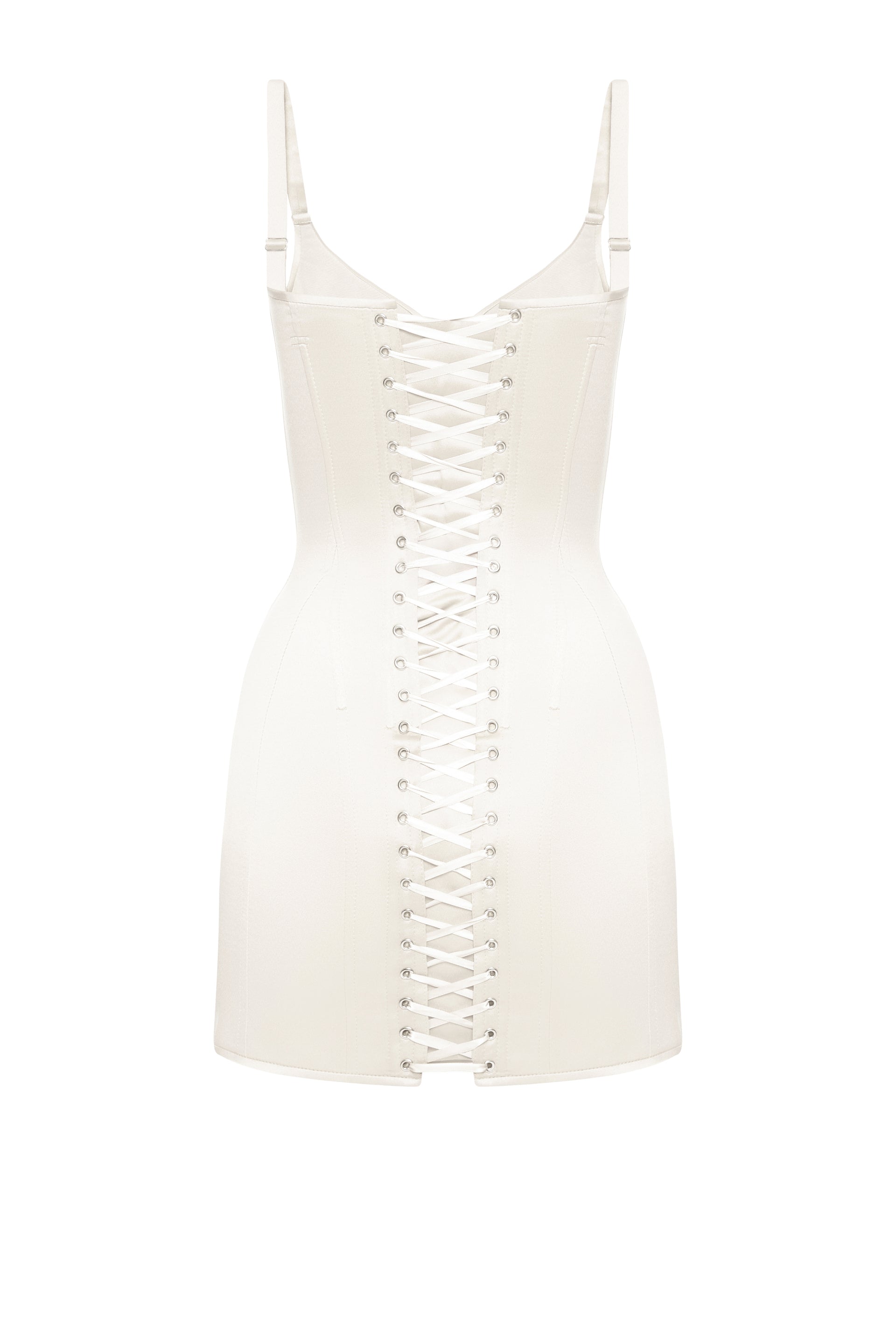 Defiance drop. An off-white dress with fixed straps