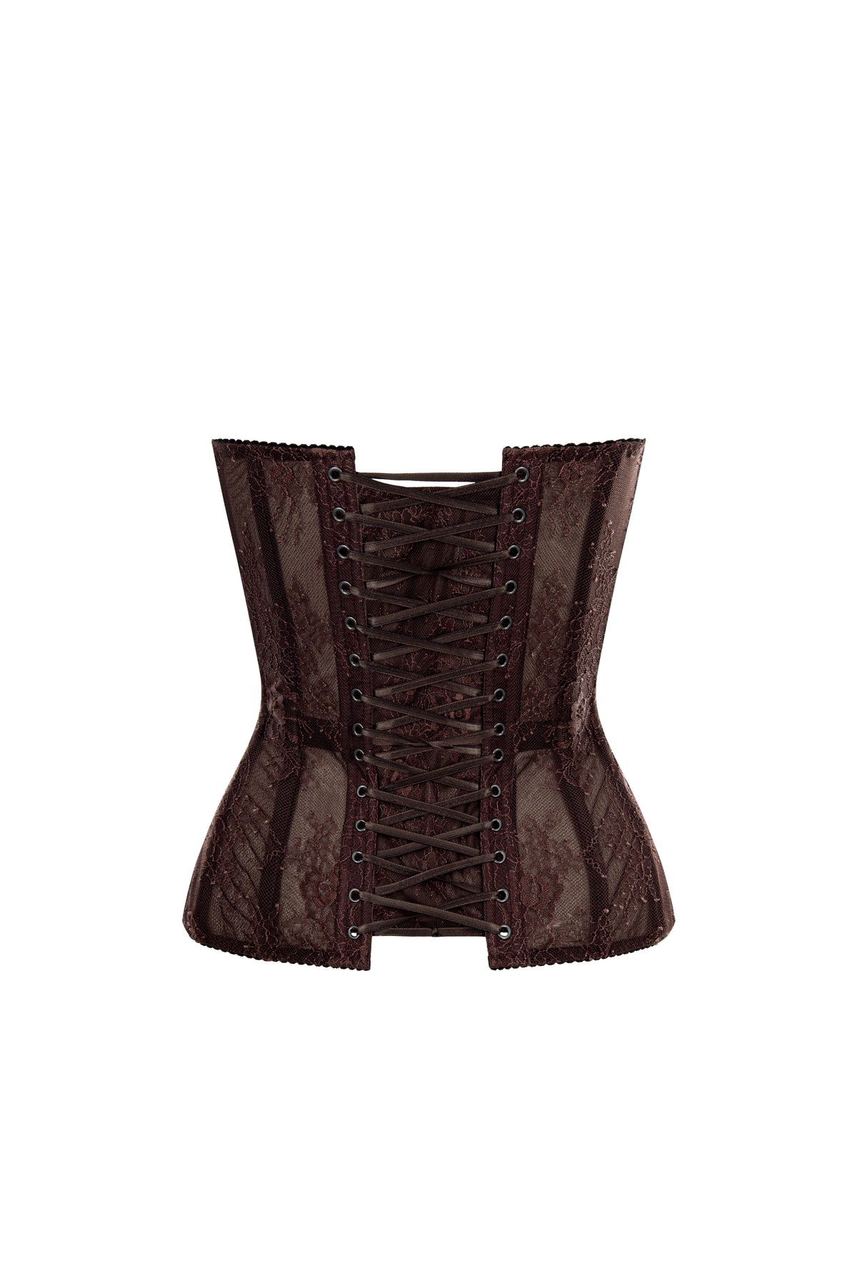 Reverie drop. Brown lace corset with a brown base