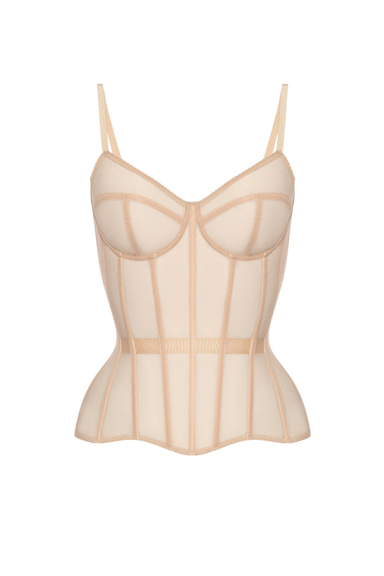 Beige corset with transparent cups
