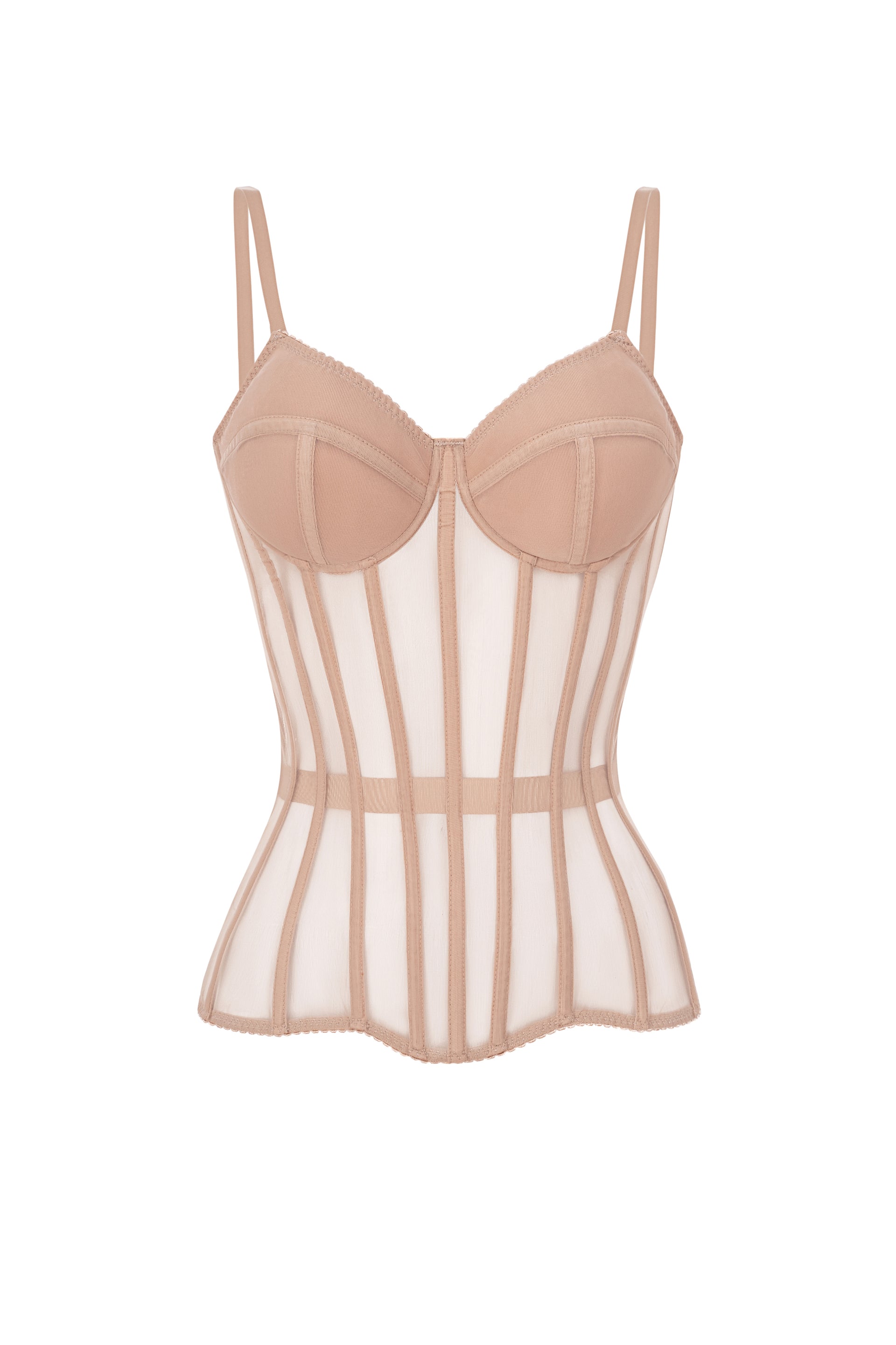 Beige corset with transparent cups - STATNAIA