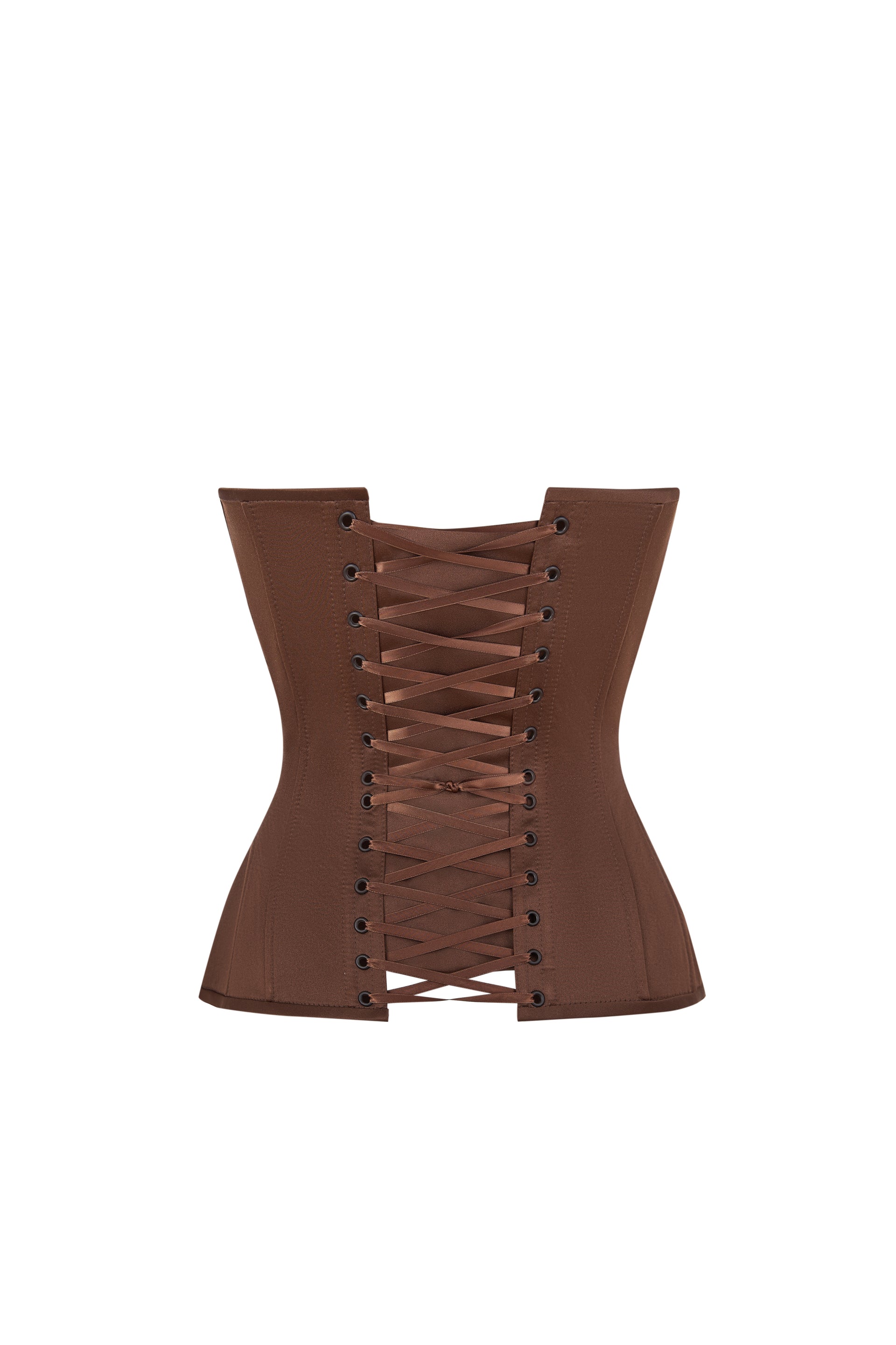 Brown satin corset with cups STATNAIA