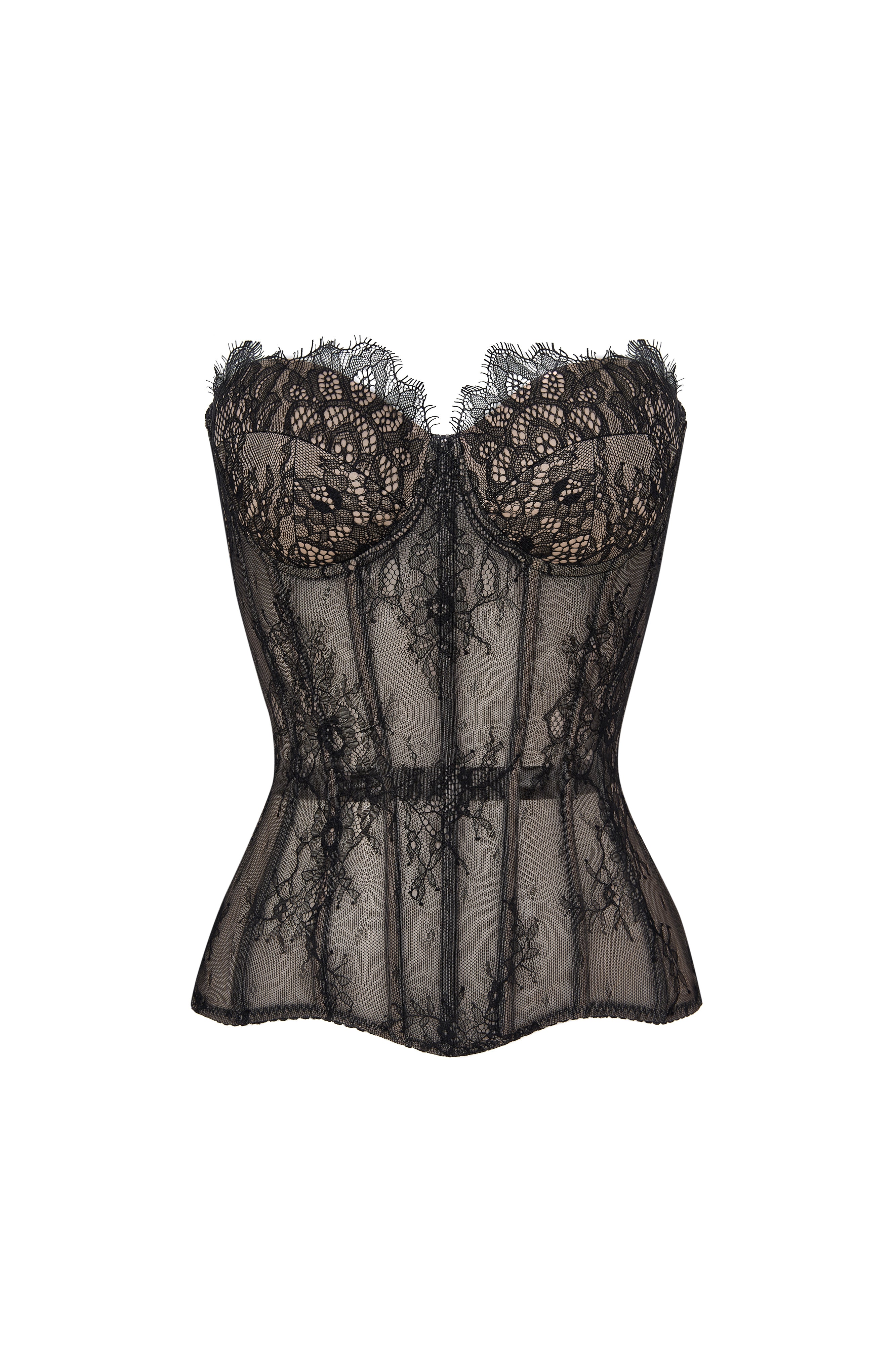 Lace black corset with cups STATNAIA - Main Image