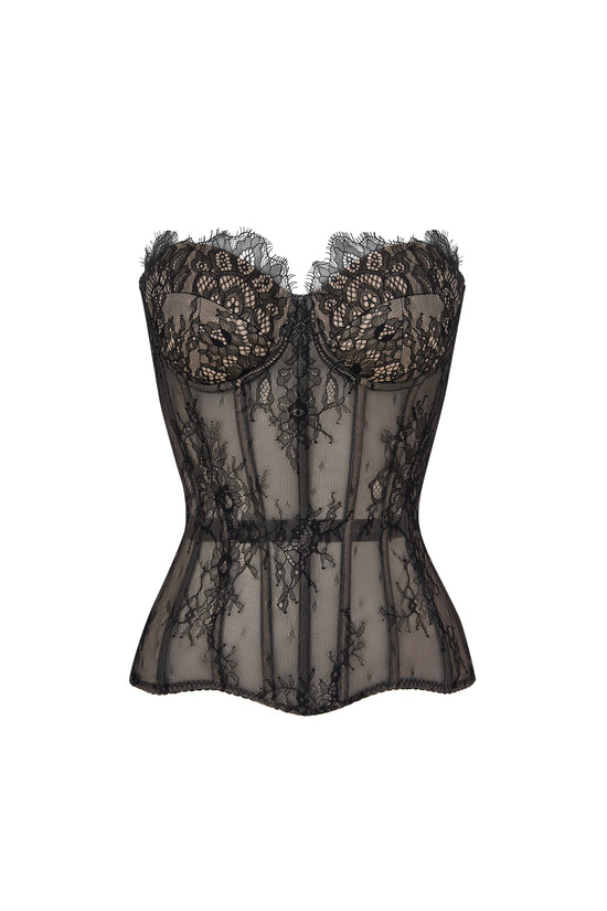 Lace black corset with cups