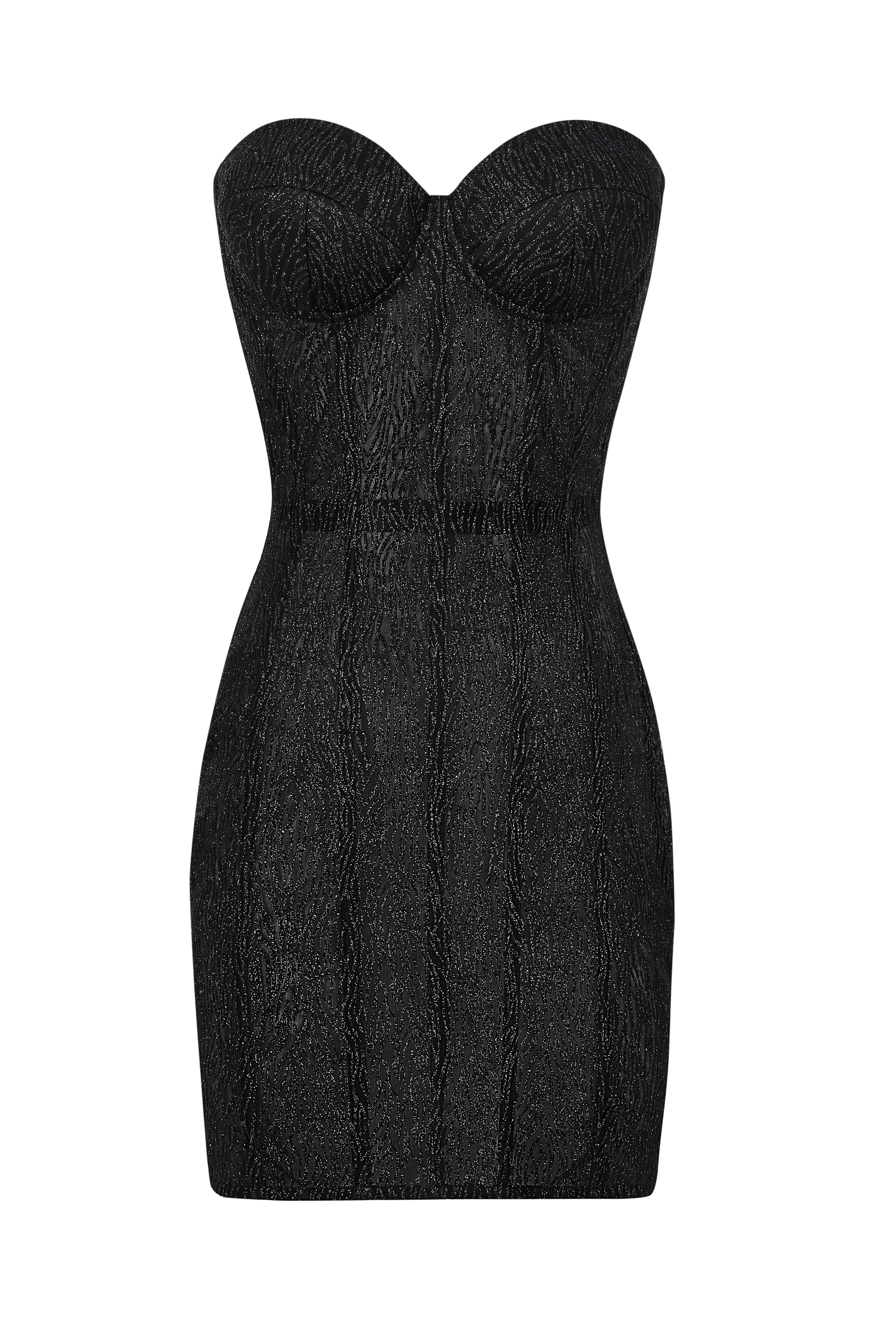 Shiny black corset dress with cups