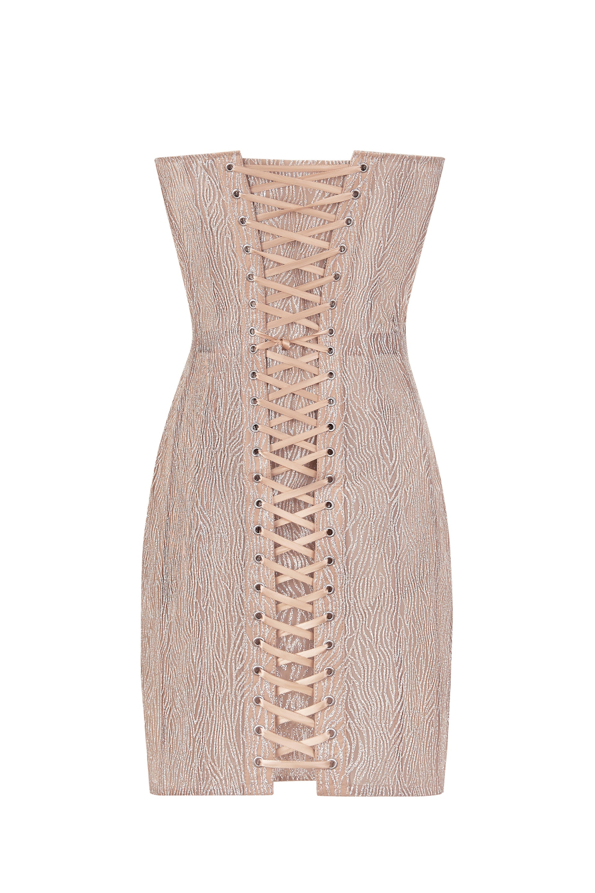 Shiny beige corset dress with cups