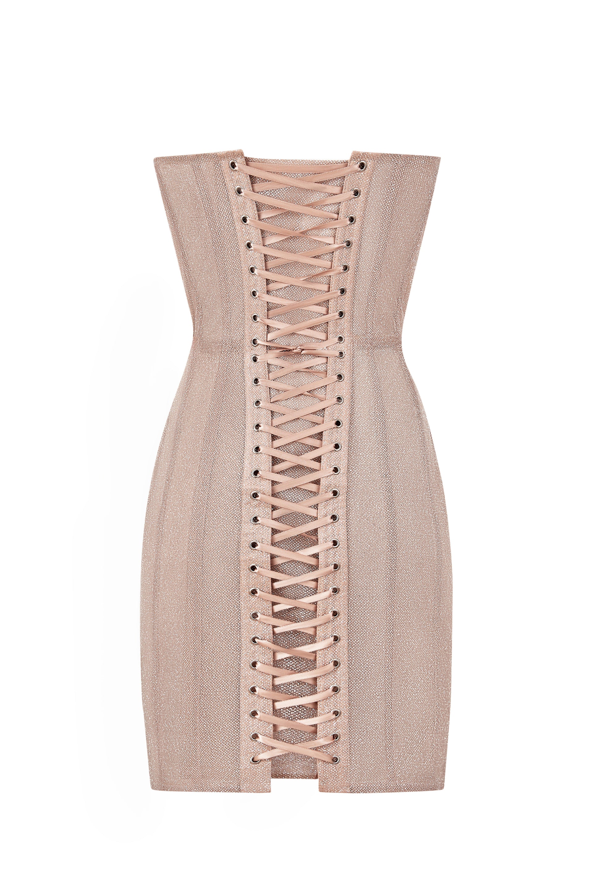 Shiny beige corset dress with cups - STATNAIA Shiny beige corset dress with cups - STATNAIA