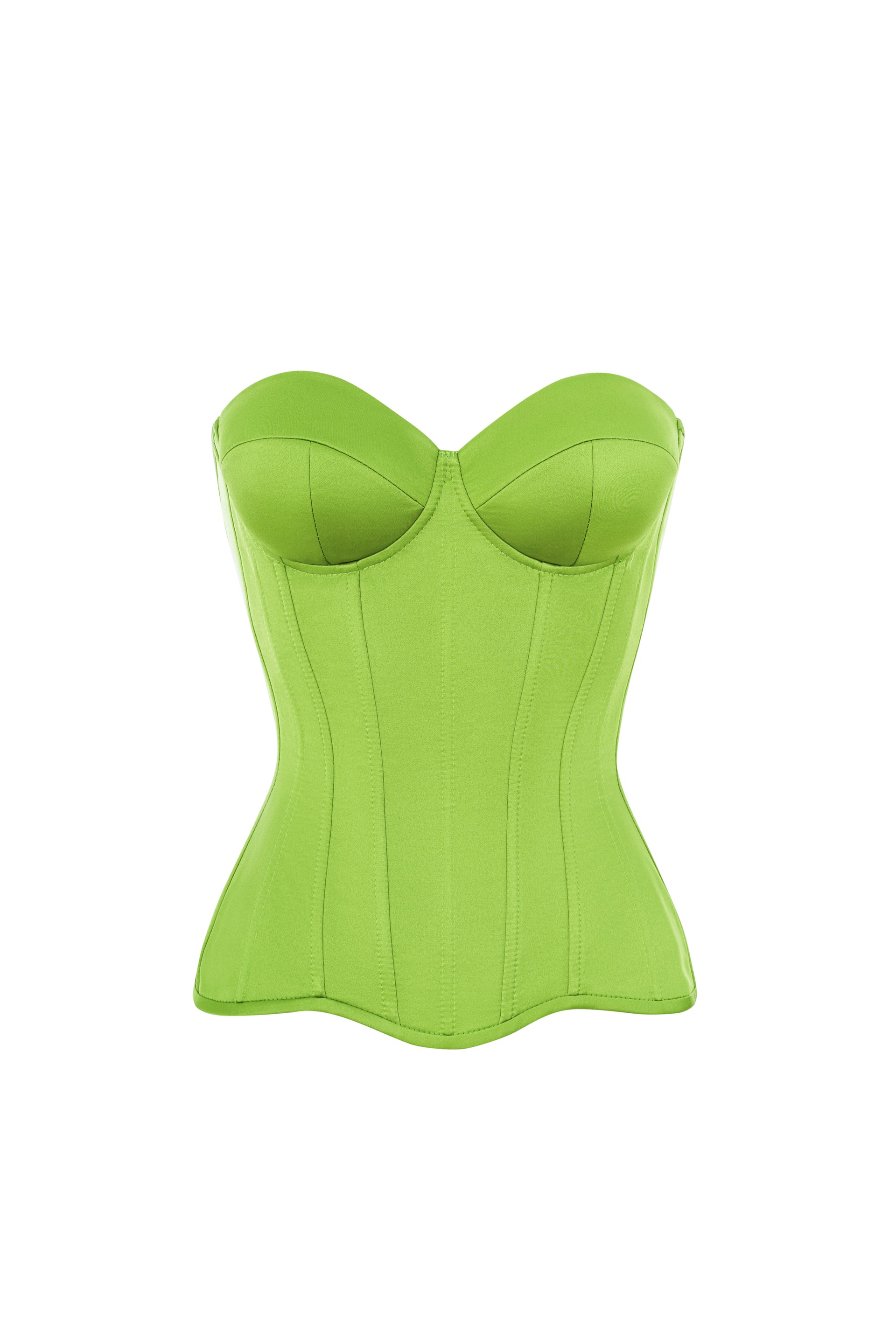 Light green satin corset with cups